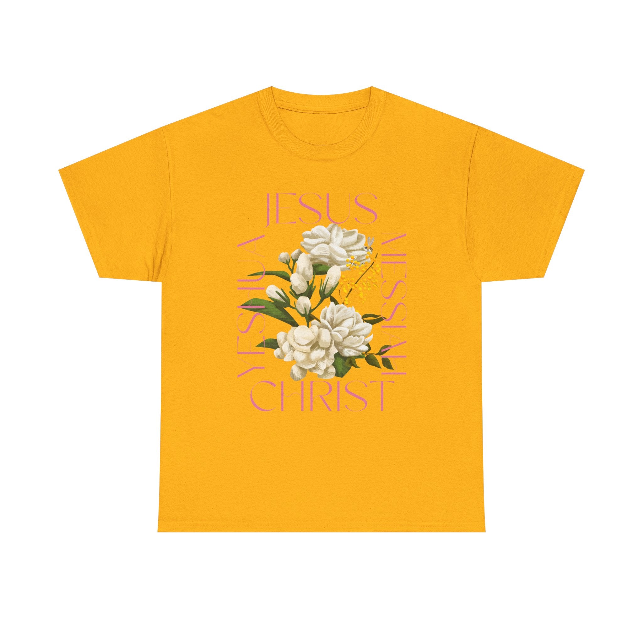 Floral Jesus Heavy Cotton Tee, Unisex T-Shirt, Christian Gift, Faith-Based Apparel, Religious Fashion, Inspirational Clothing