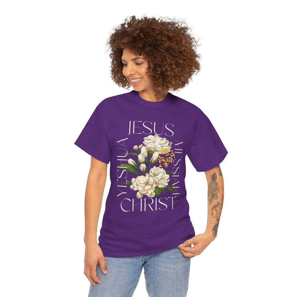 Floral Jesus Christ Tee, Spiritual T-Shirt, Inspirational Unisex Cotton Shirt, Gift for Believers, Christian Apparel