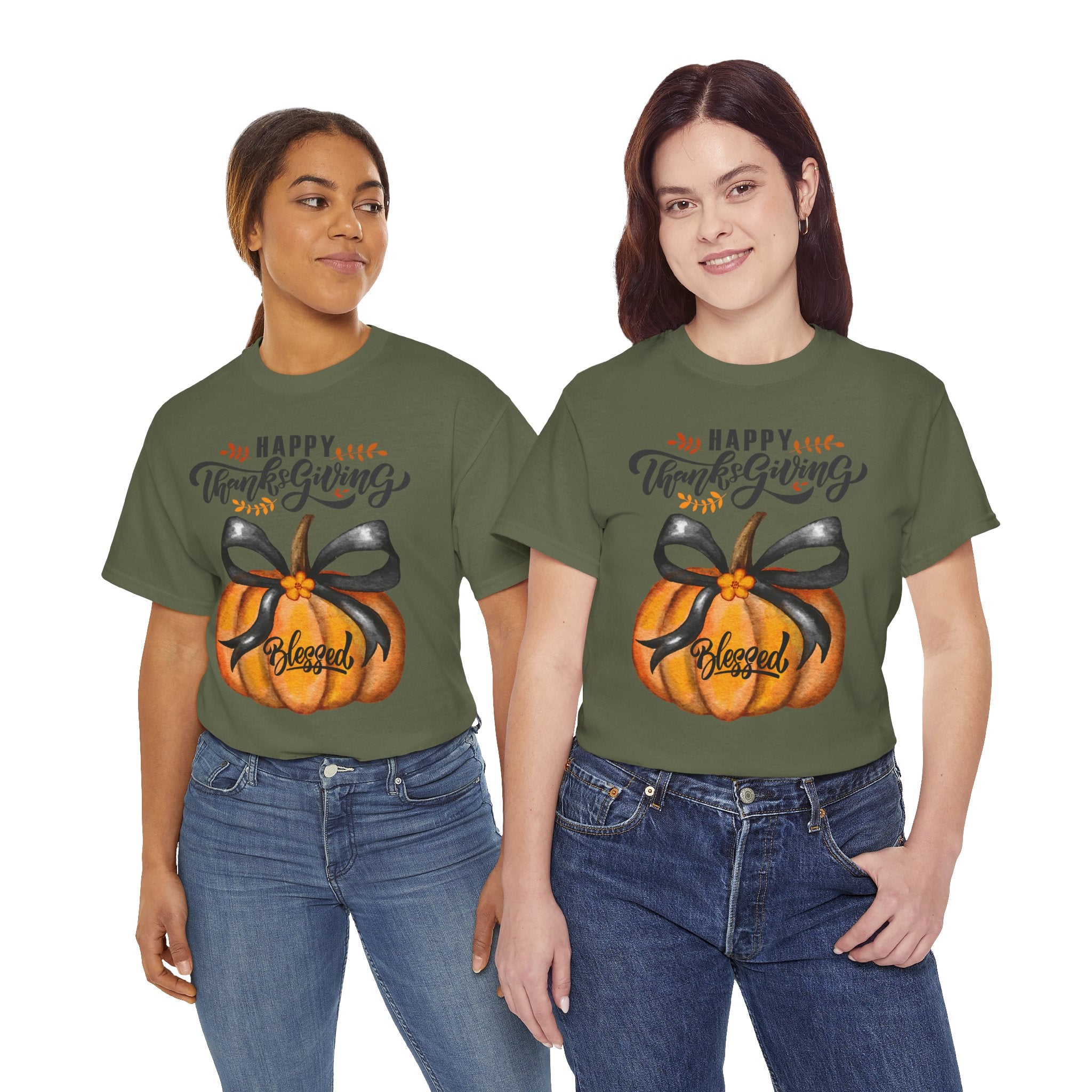 Thanksgiving Pumpkin Tee - Happy Thanksgiving, Blessed Shirt, Fall Apparel, Unisex Cotton Tee, Holiday Gift