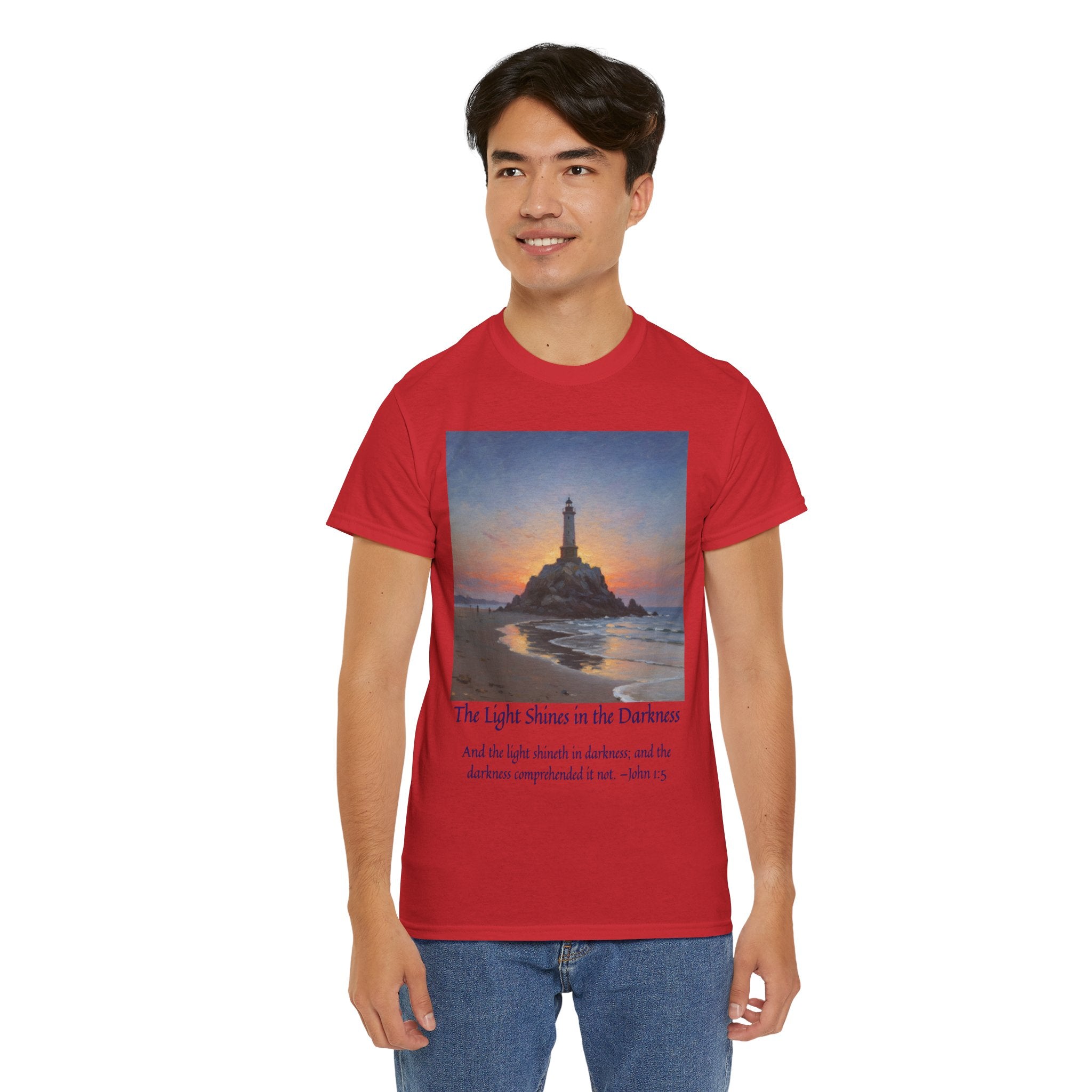 Light in Darkness Unisex Cotton Tee-inspired by Monet, Inspirational Shirt, Bible Verse Tee, Faith-Based Apparel, Perfect Gift for All Occasions