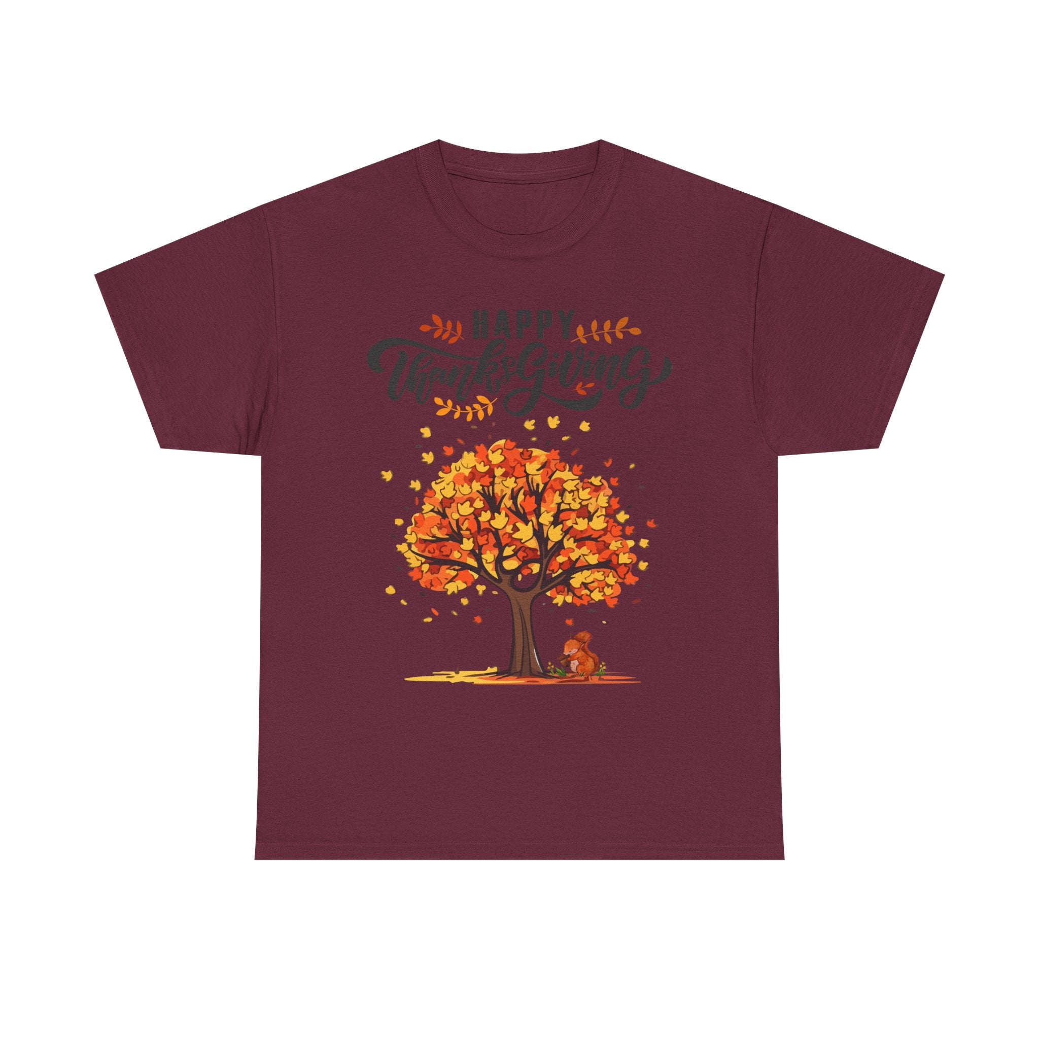 Happy Thanksgiving Tree Unisex Tee, Autumn Shirt, Holiday Apparel, Fall Fashion, Seasonal Gift