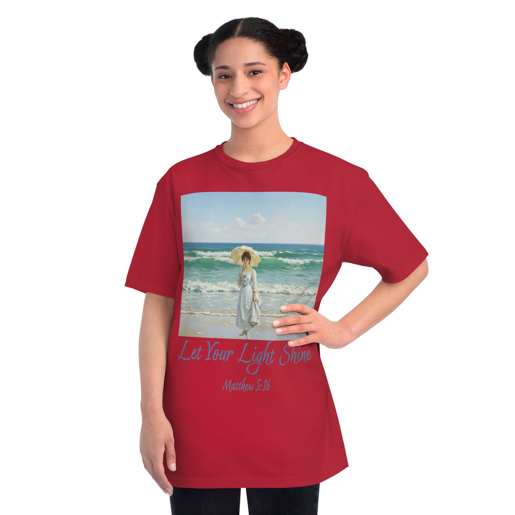 Organic Unisex Classic T-Shirt - Inspirational Beach Art, Let Your Light Shine Design-Figure with a Parasol- Monet Style, Perfect Gift for Ocean Lovers, Casual Wear, [...]