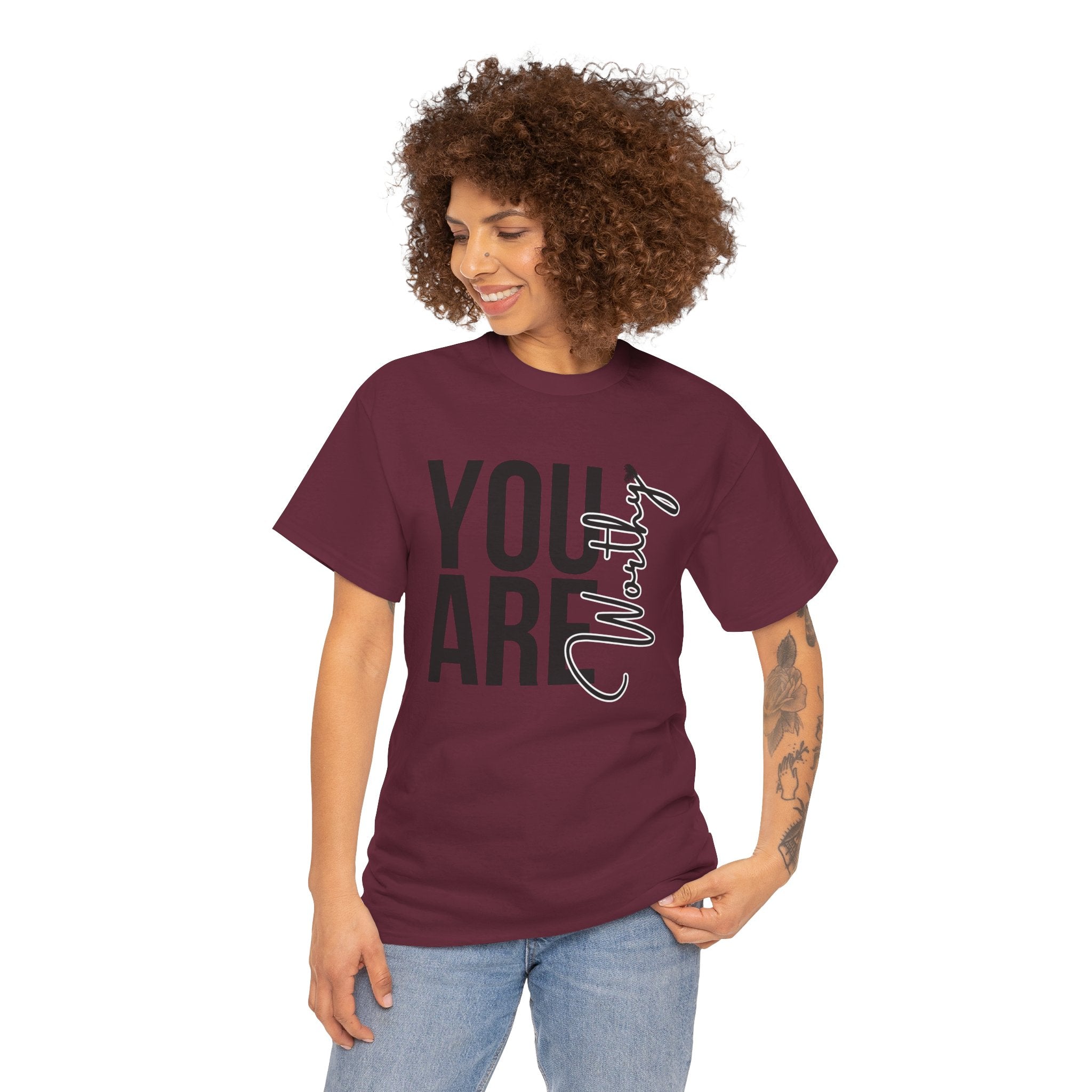 You Are Worthy Unisex Heavy Cotton Tee, Motivational Quote Shirt, Gift for Friends, Self-Love Tee, Uplifting Apparel, Positive [...]