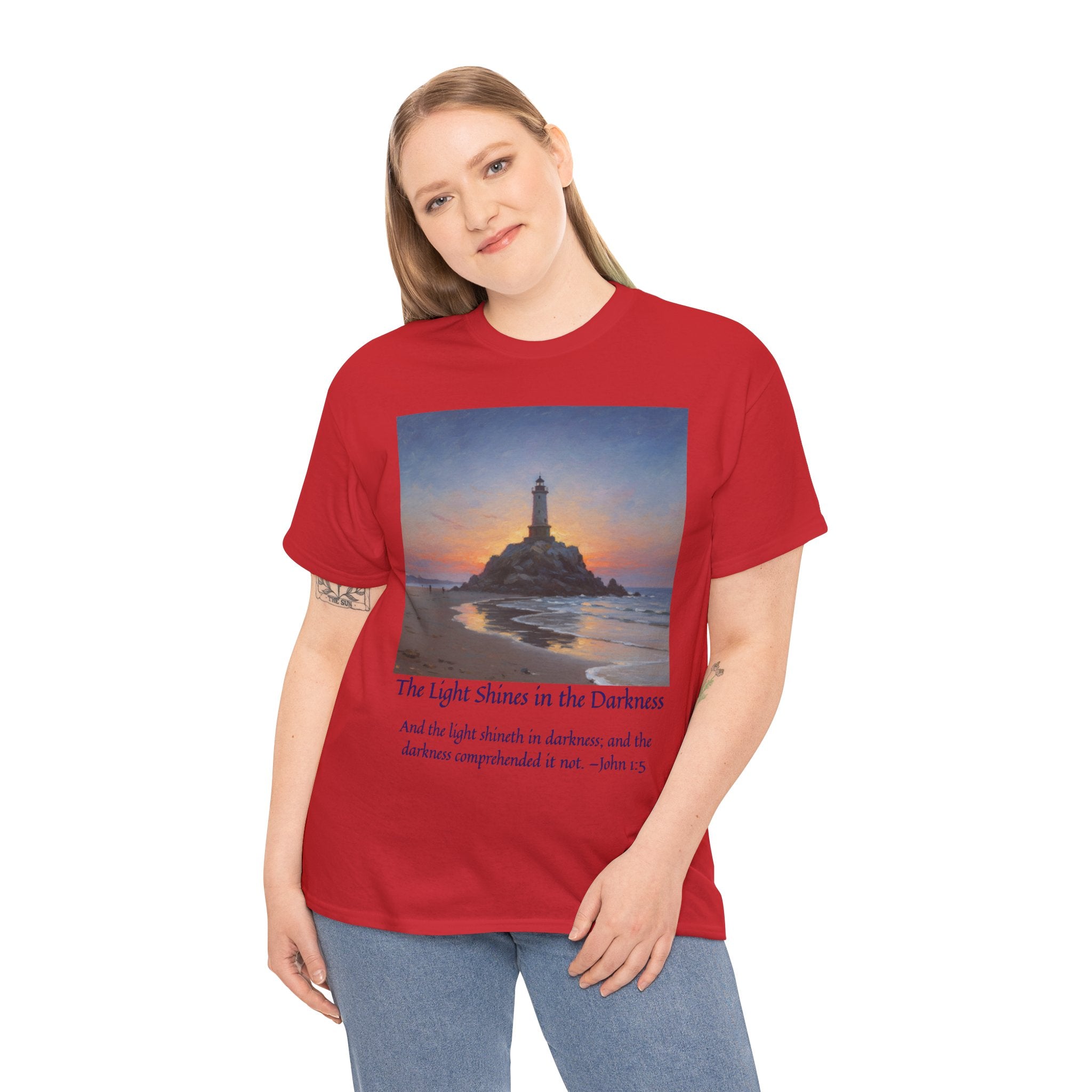 Light in Darkness Unisex Cotton Tee-inspired by Monet, Inspirational Shirt, Bible Verse Tee, Faith-Based Apparel, Perfect Gift for All Occasions