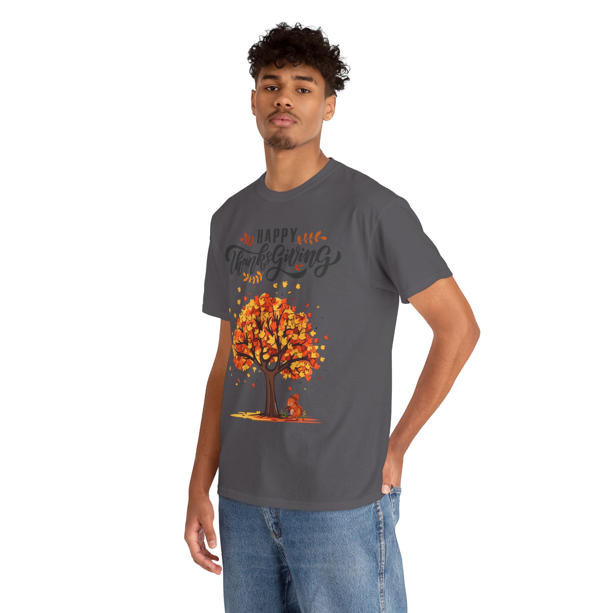 Happy Thanksgiving Tree Unisex Tee, Autumn Shirt, Holiday Apparel, Fall Fashion, Seasonal Gift