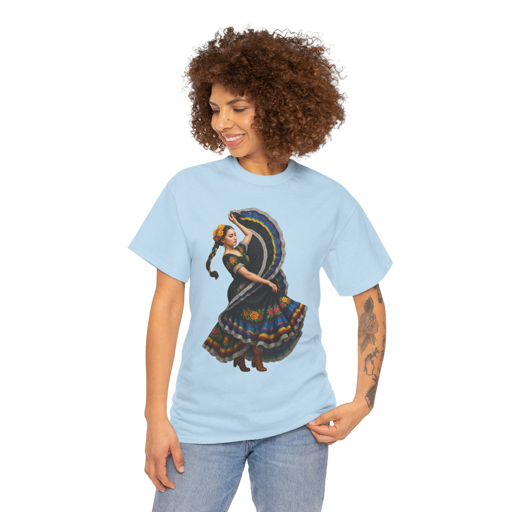 Folklórico Cultural Dance Graphic Tee, Unisex Heavy Cotton T-Shirt, Festival Apparel, Bohemian Style Shirt, Gift for Dancers, Ethnic Art Tee