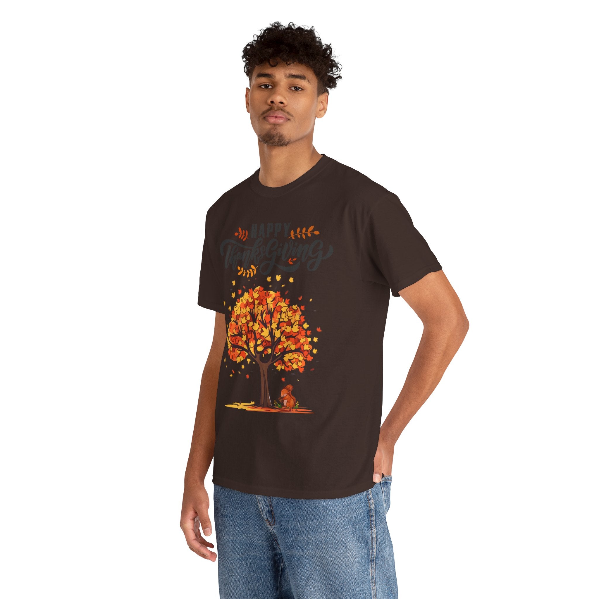 Happy Thanksgiving Tree Unisex Tee, Autumn Shirt, Holiday Apparel, Fall Fashion, Seasonal Gift