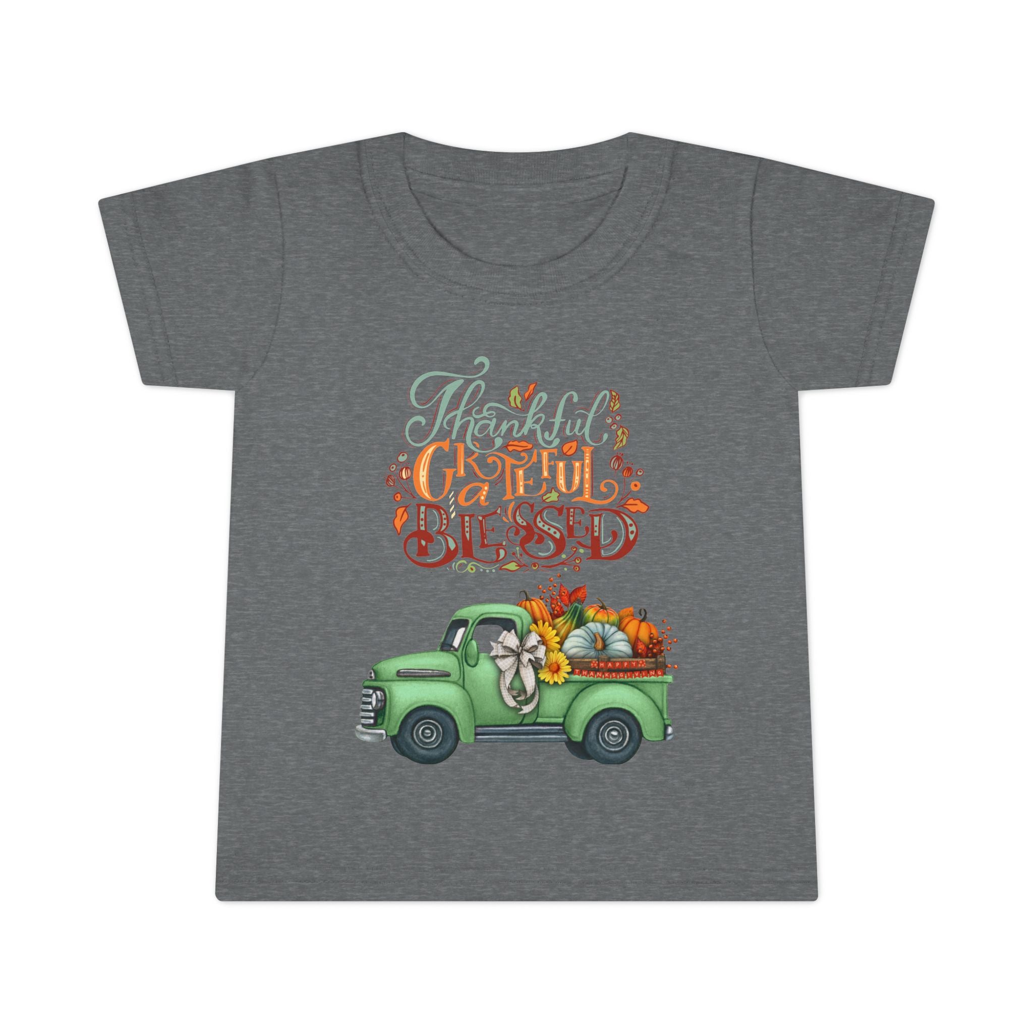 Toddler Tee - Cute Green Truck with Fruits and Vegetables - Cozy Fall Vibe, Perfect for Thanksgiving, Autumn Celebrations, Farmhouse [...]