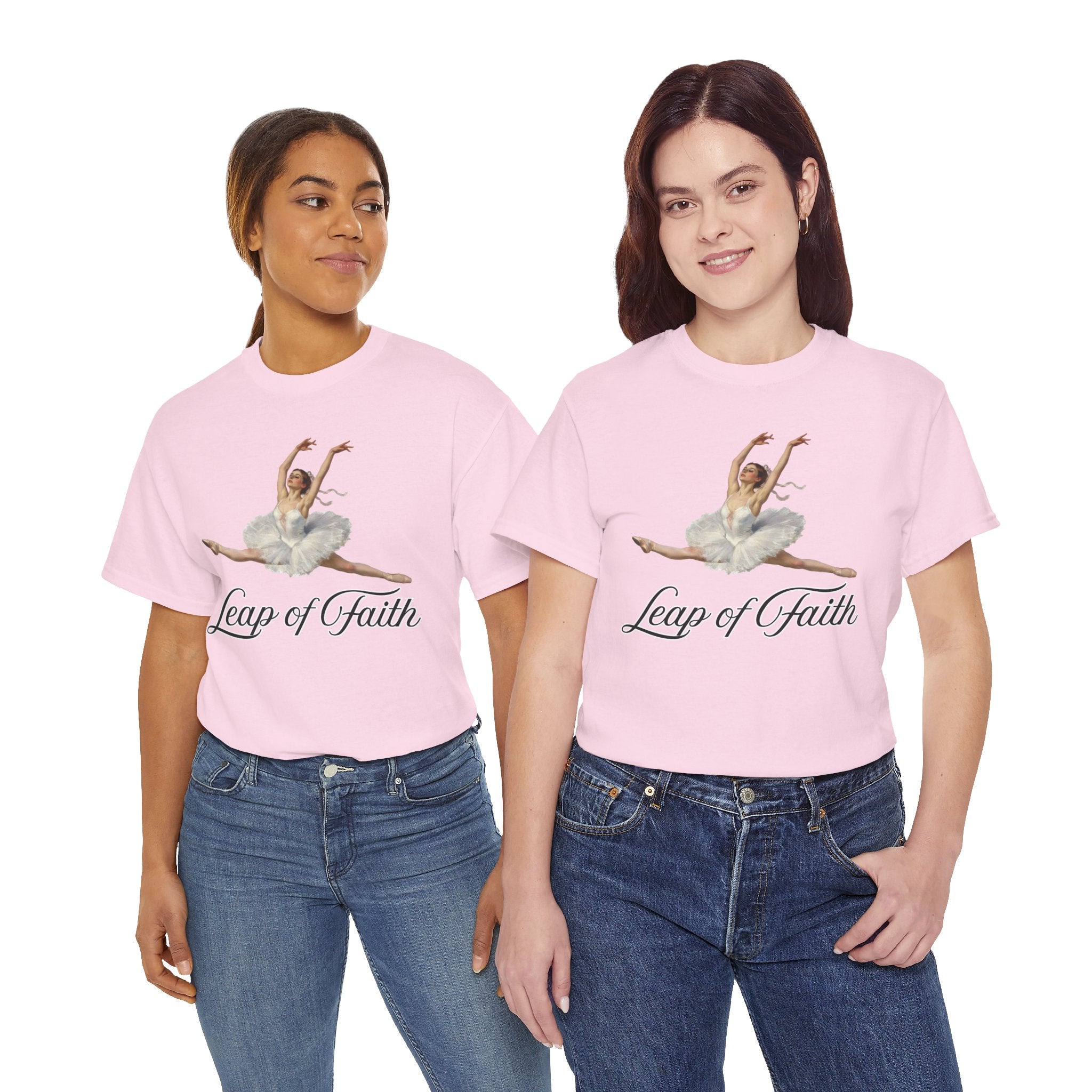 Ballet Inspired Tee - Leap of Faith, Dance Gift, Unisex Cotton Shirt, Inspirational Apparel, Performance Wear, Gift for Dancers-Ballerina in a split leap, inspired by the impressionistic ballet studies of Edgar Degas.