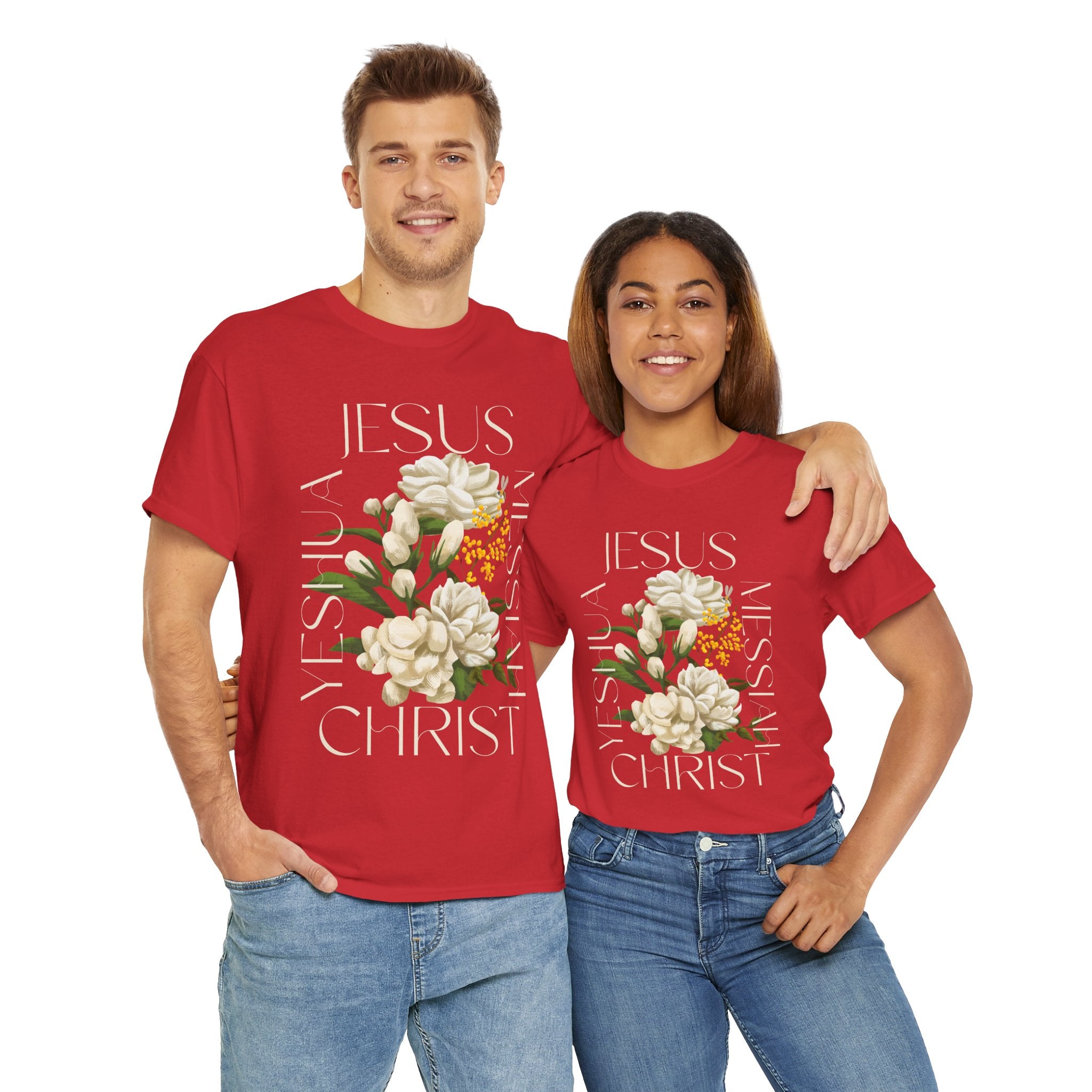 Floral Jesus Christ Tee, Spiritual T-Shirt, Inspirational Unisex Cotton Shirt, Gift for Believers, Christian Apparel