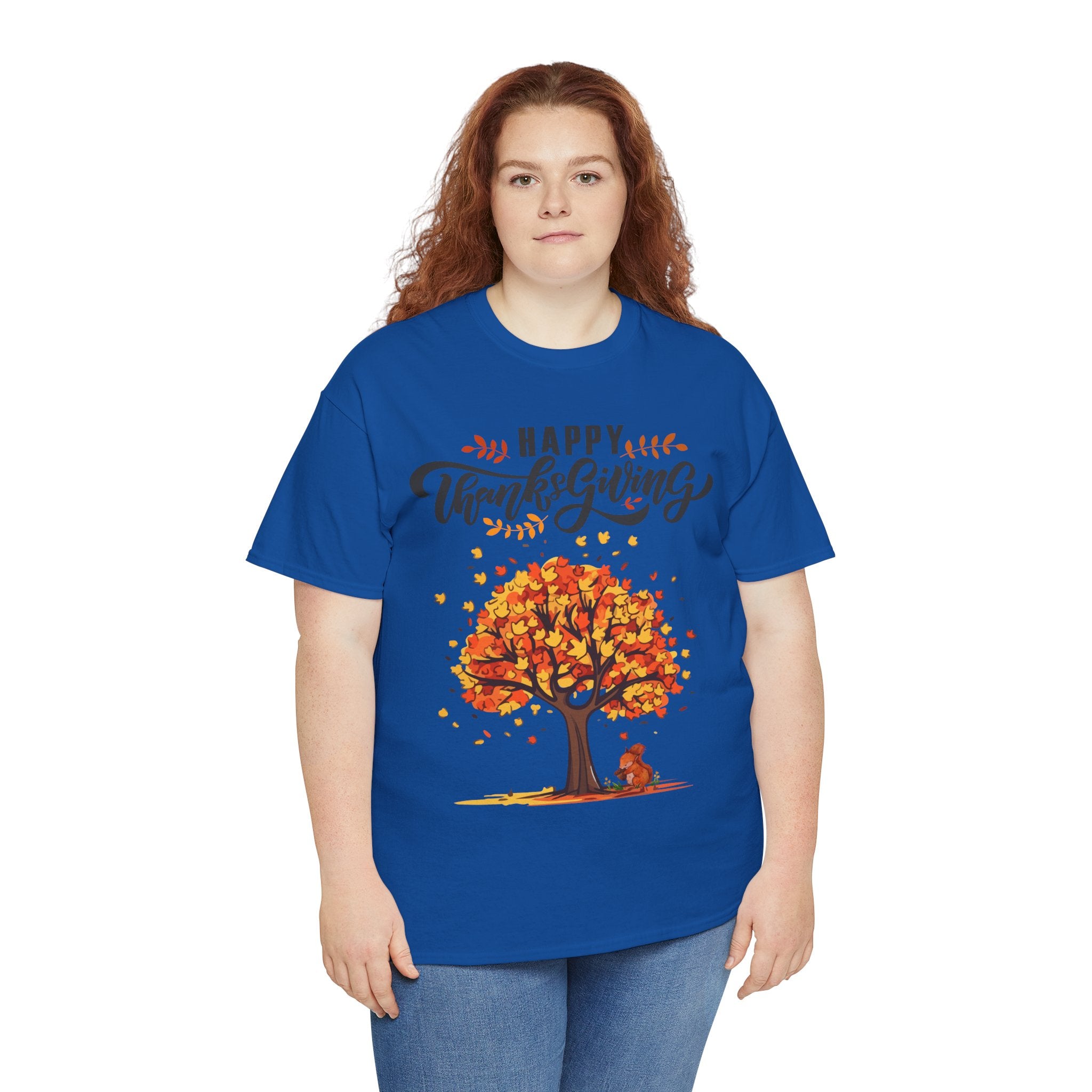 Happy Thanksgiving Tree Unisex Tee, Autumn Shirt, Holiday Apparel, Fall Fashion, Seasonal Gift