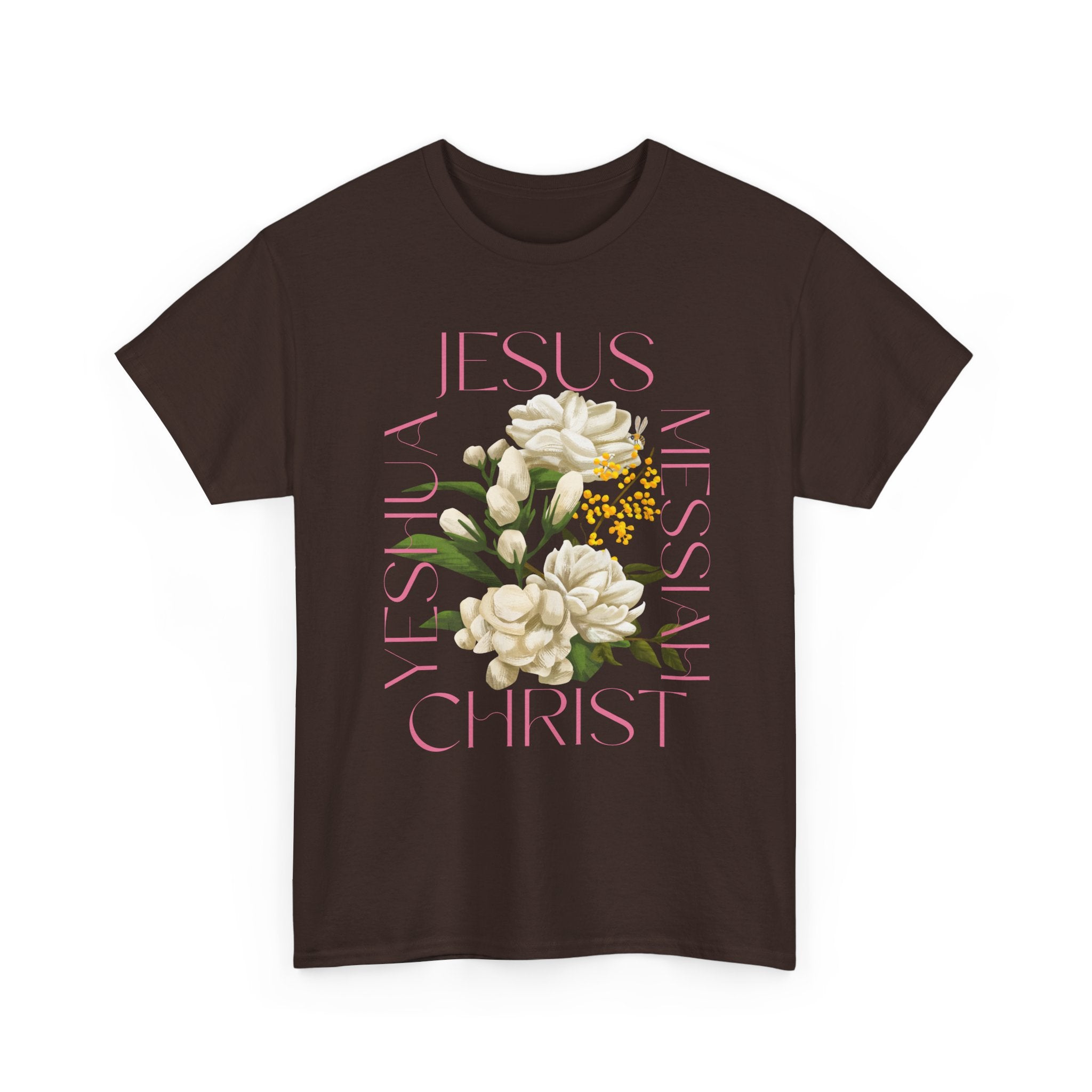 Floral Jesus Heavy Cotton Tee, Unisex T-Shirt, Christian Gift, Faith-Based Apparel, Religious Fashion, Inspirational Clothing