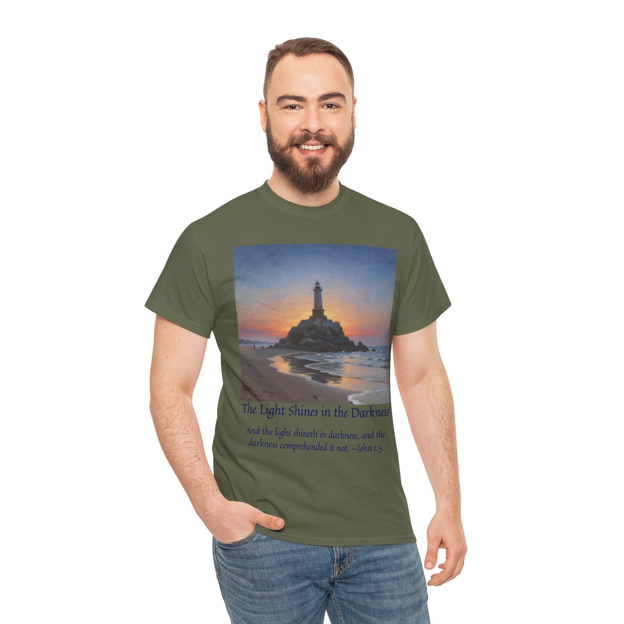 Light in Darkness Unisex Cotton Tee-inspired by Monet, Inspirational Shirt, Bible Verse Tee, Faith-Based Apparel, Perfect Gift for All Occasions