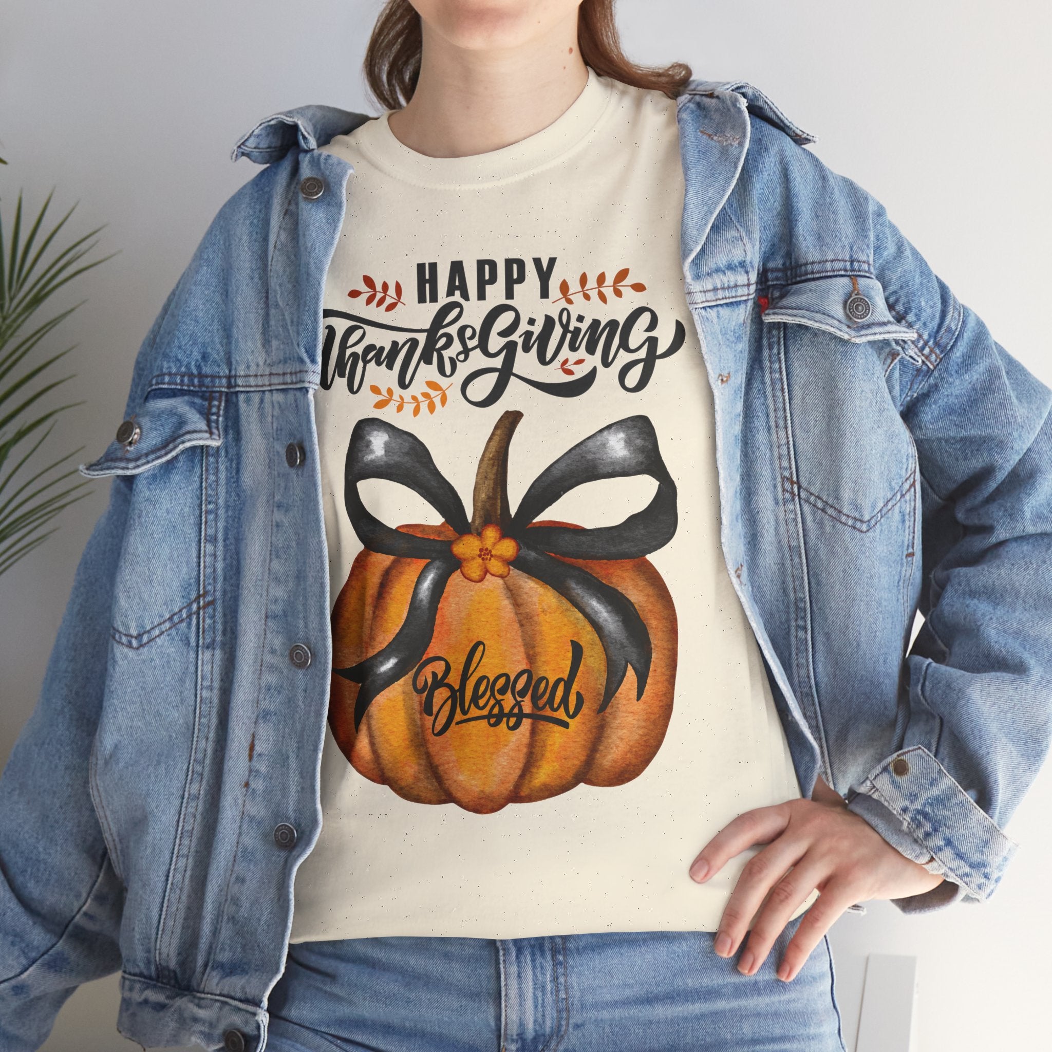 Thanksgiving Pumpkin Tee - Happy Thanksgiving, Blessed Shirt, Fall Apparel, Unisex Cotton Tee, Holiday Gift