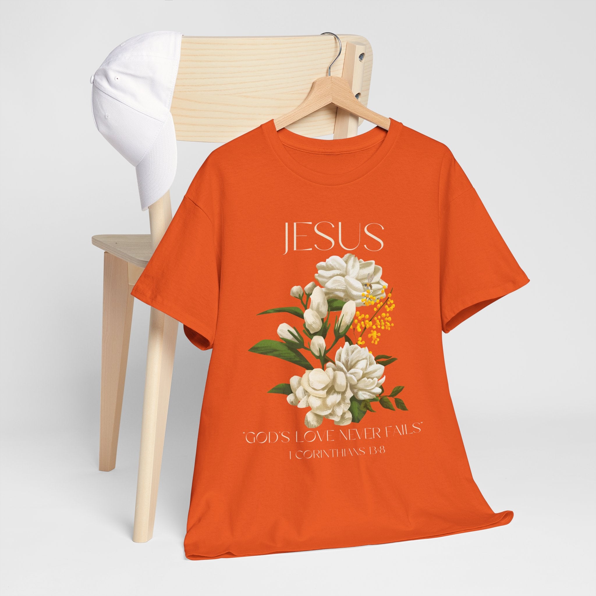 Floral Jesus-God's love never fails- Graphic Tee | Unisex Cotton T-Shirt for Faith & Inspiration, Ideal for Gifts, Casual Wear, Church Events, and Celebrations