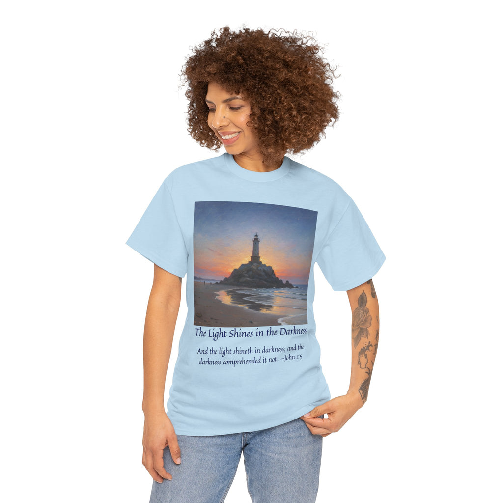 Light in Darkness Unisex Cotton Tee-inspired by Monet, Inspirational Shirt, Bible Verse Tee, Faith-Based Apparel, Perfect Gift for All Occasions