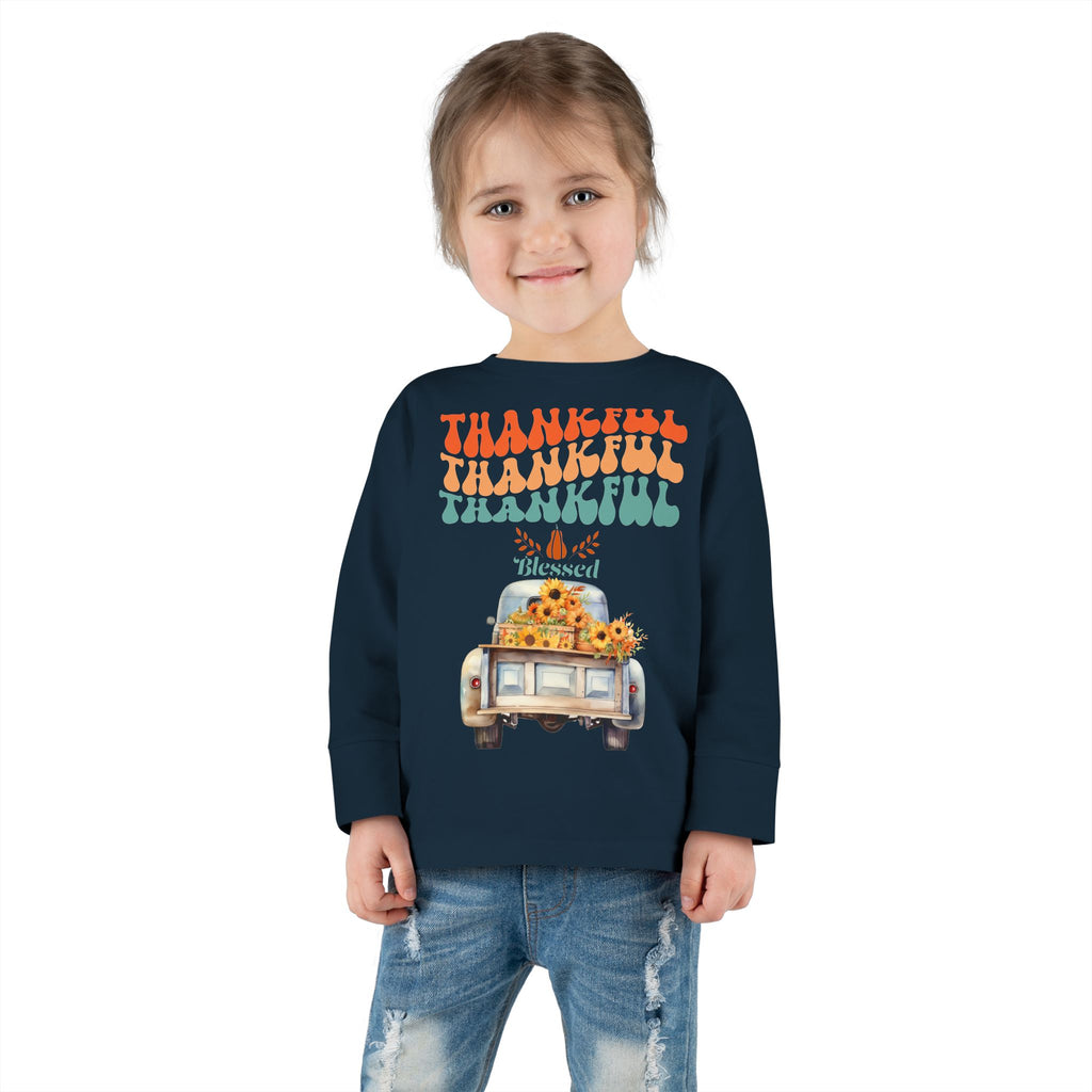 Thankful Toddler Long Sleeve Tee - Perfect for Fall Celebrations, Family Gatherings, Thanksgiving, Everyday Wear, Gifts