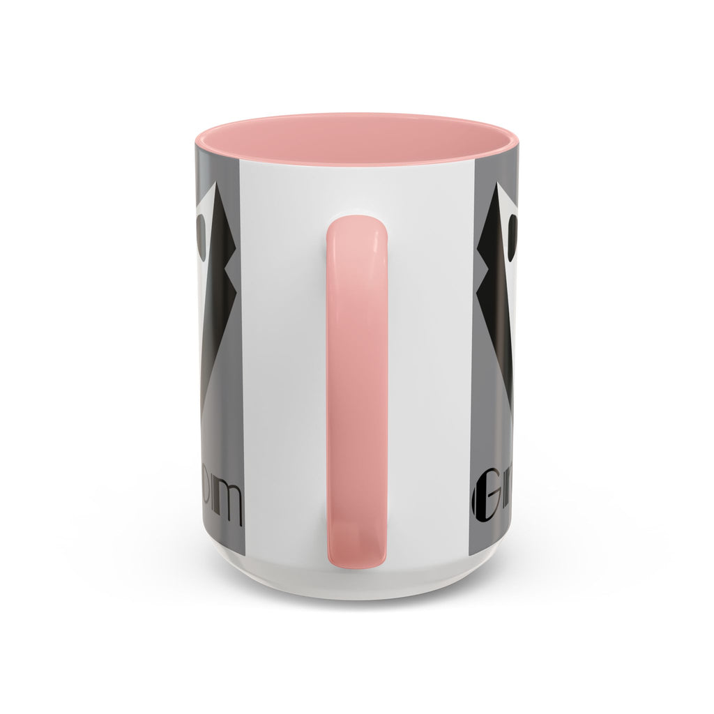 Groom Coffee Mug, Wedding Gift, Groomsmen Party Mug, Black and White Accent Mug, Engagement Celebration