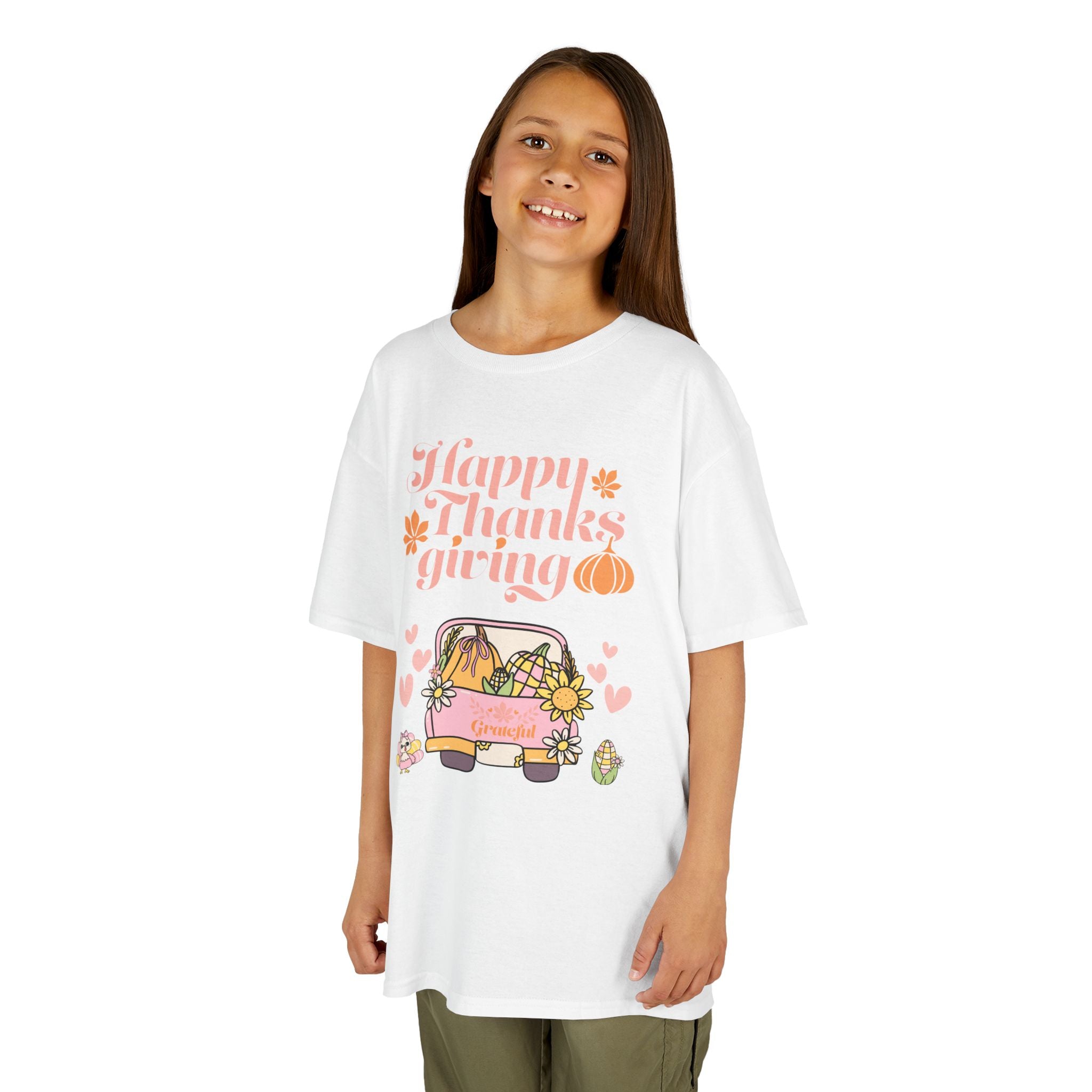 Happy Thanksgiving Kids Tee, Fall T-Shirt, Cute Pumpkin Shirt, Autumn Apparel, Kids Harvest Tee, Seasonal Kids Clothing