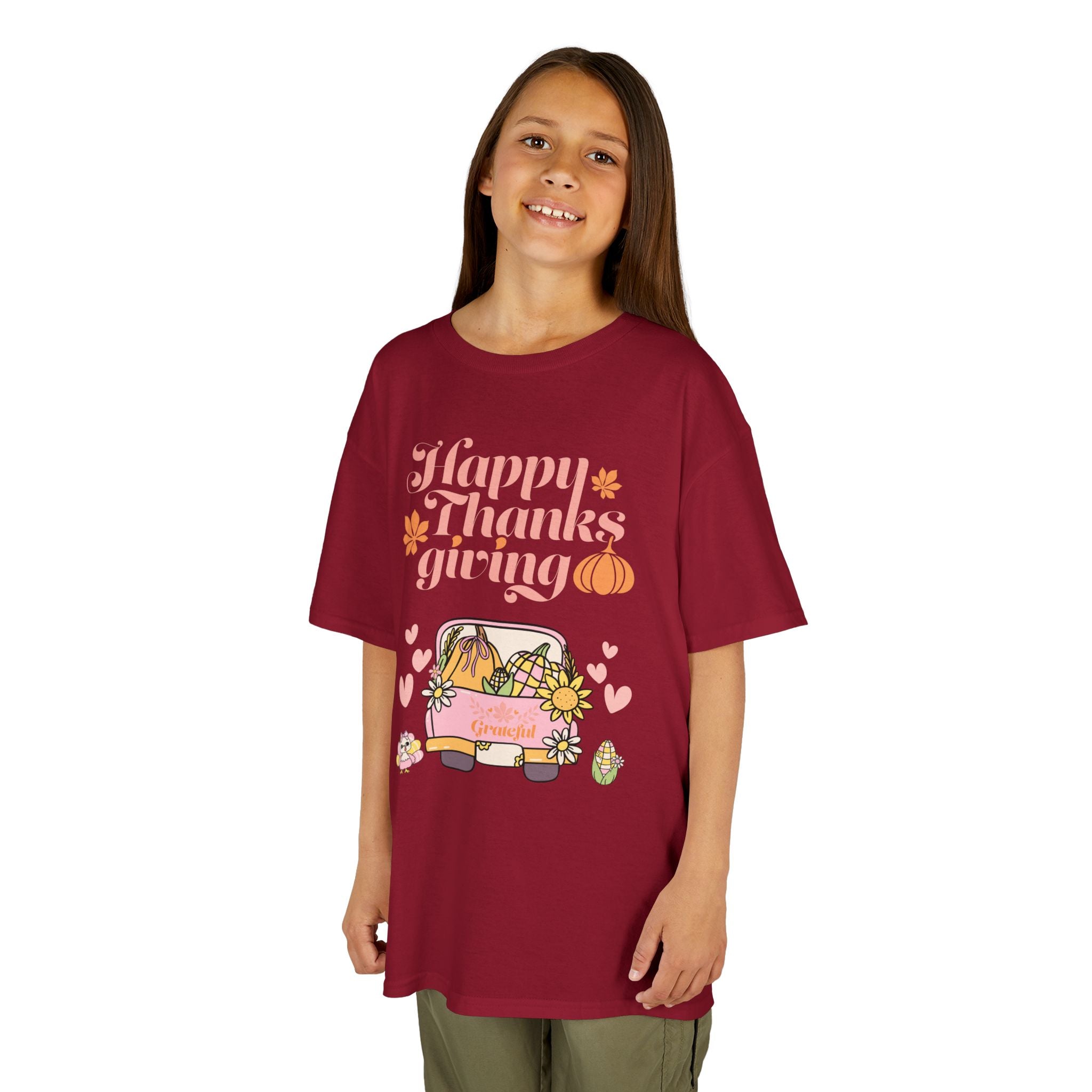 Happy Thanksgiving Kids Tee, Fall T-Shirt, Cute Pumpkin Shirt, Autumn Apparel, Kids Harvest Tee, Seasonal Kids Clothing