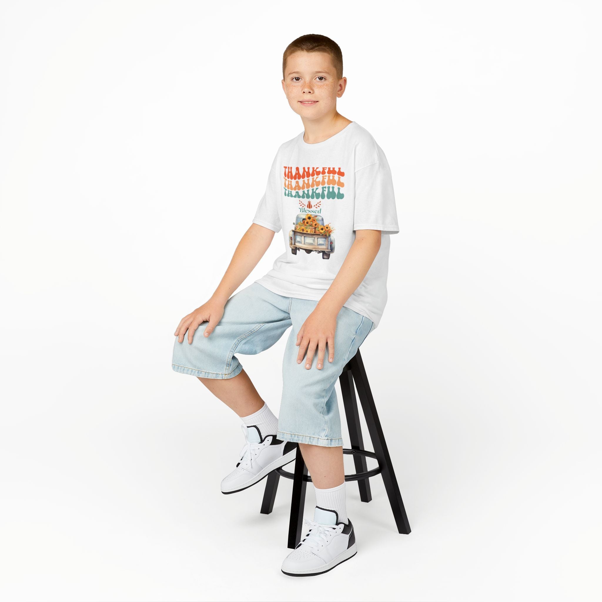 Thankful Kids Tee | Cute Autumn T-Shirt | Thanksgiving Gift | Kids Holiday Wear | Family Gathering Apparel