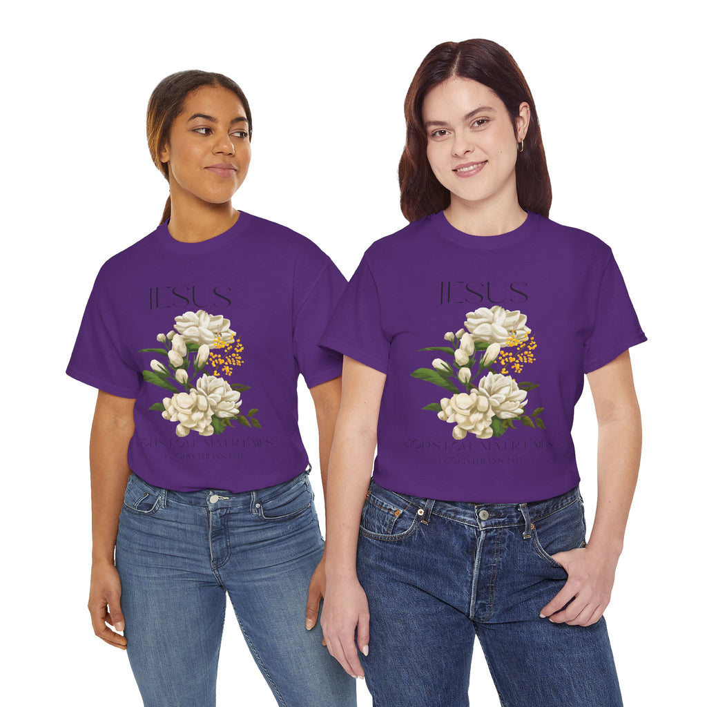 Jesus- God's love never fails-Unisex Heavy Cotton Tee