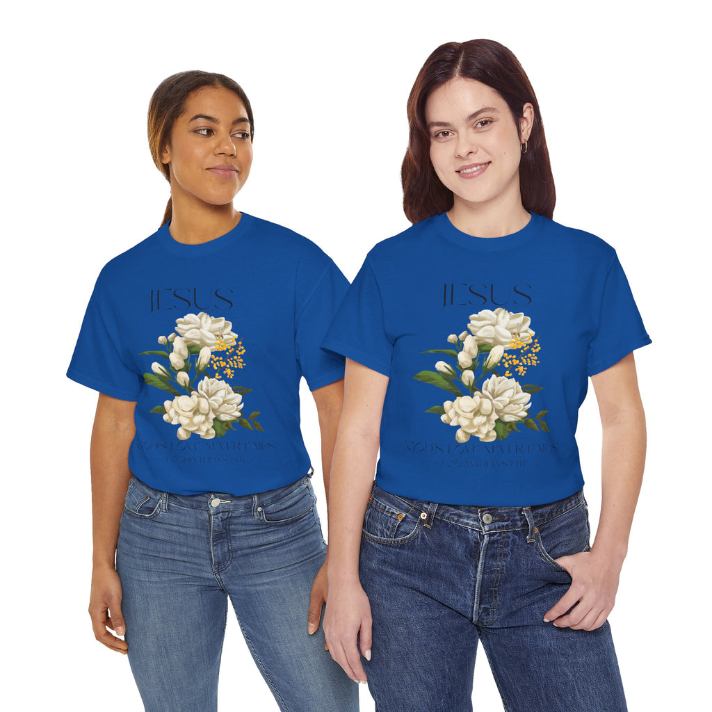 Jesus- God's love never fails-Unisex Heavy Cotton Tee
