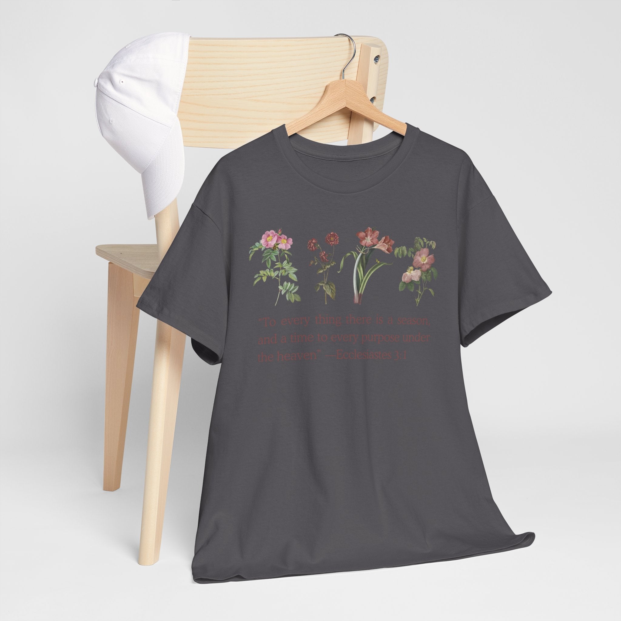 Christian -Biblical Inspirational Floral Quote Tee, Nature Lover Gift, Eco-Friendly Fashion, Casual Everyday Wear
