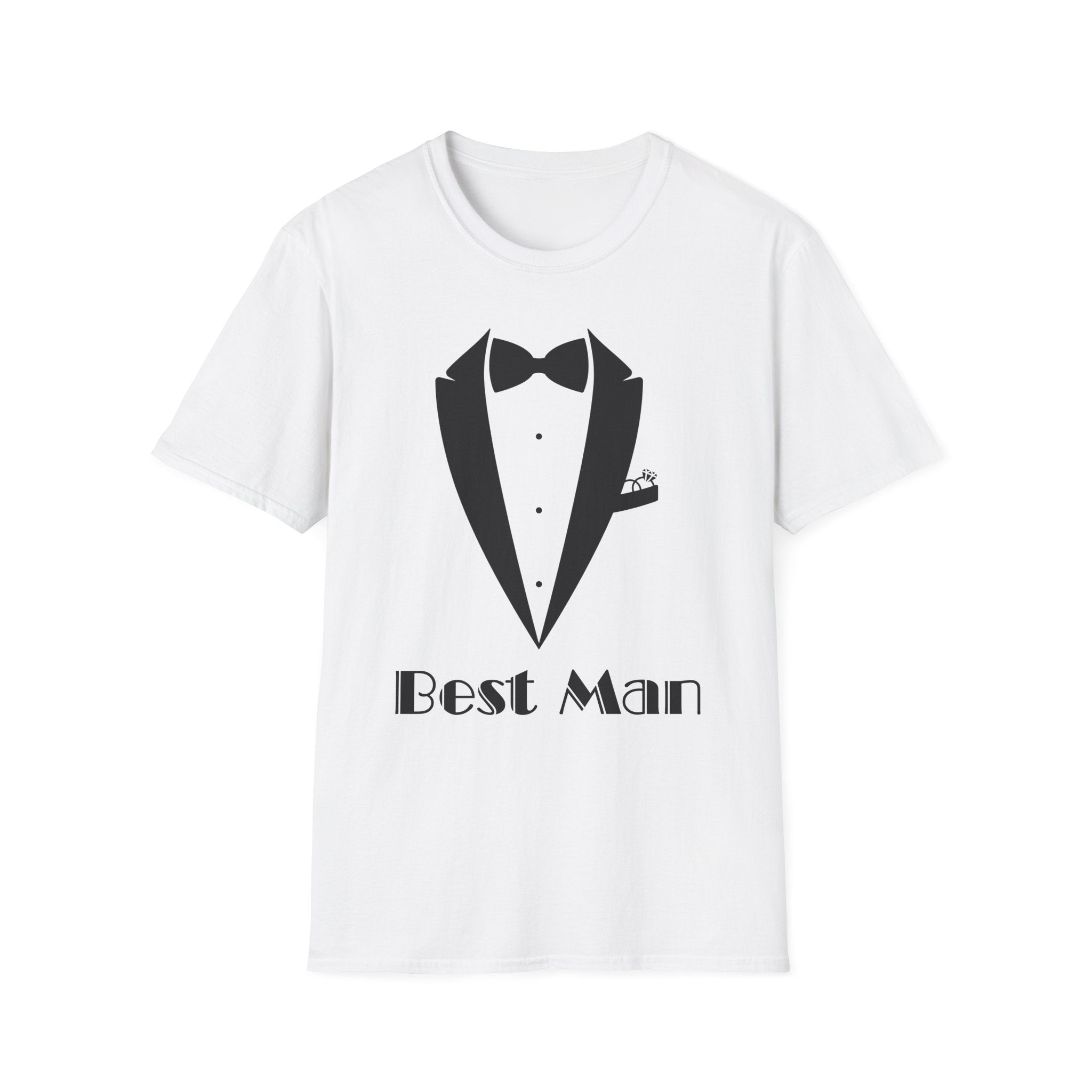 Best Man T-Shirt, Stylish Groom Attire, Wedding Gift for Him, Casual Event Shirt, Unisex Tuxedo Tee, Matching Groomsmen Apparel
