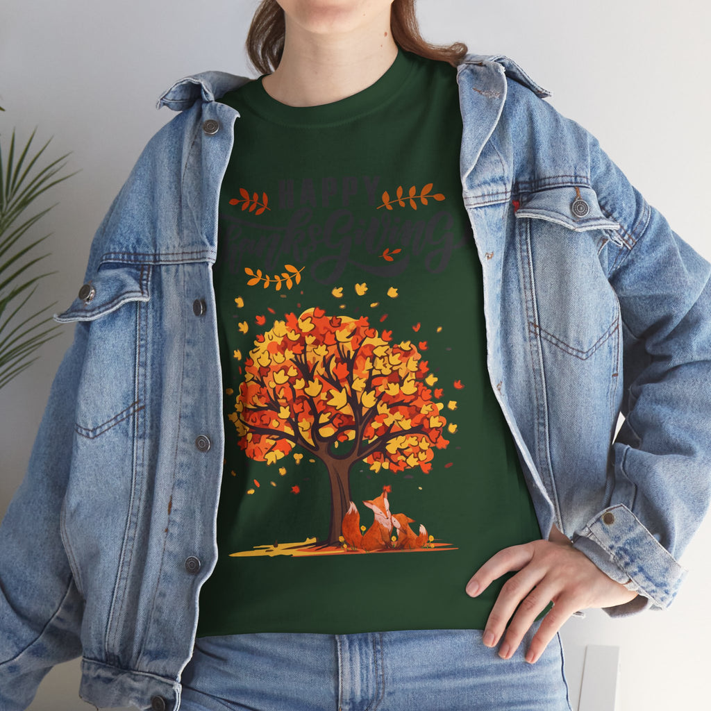 Thanksgiving Tree Tee, Fall T-Shirt, Autumn Apparel, Cozy Gift for Family, Cute Holiday Top