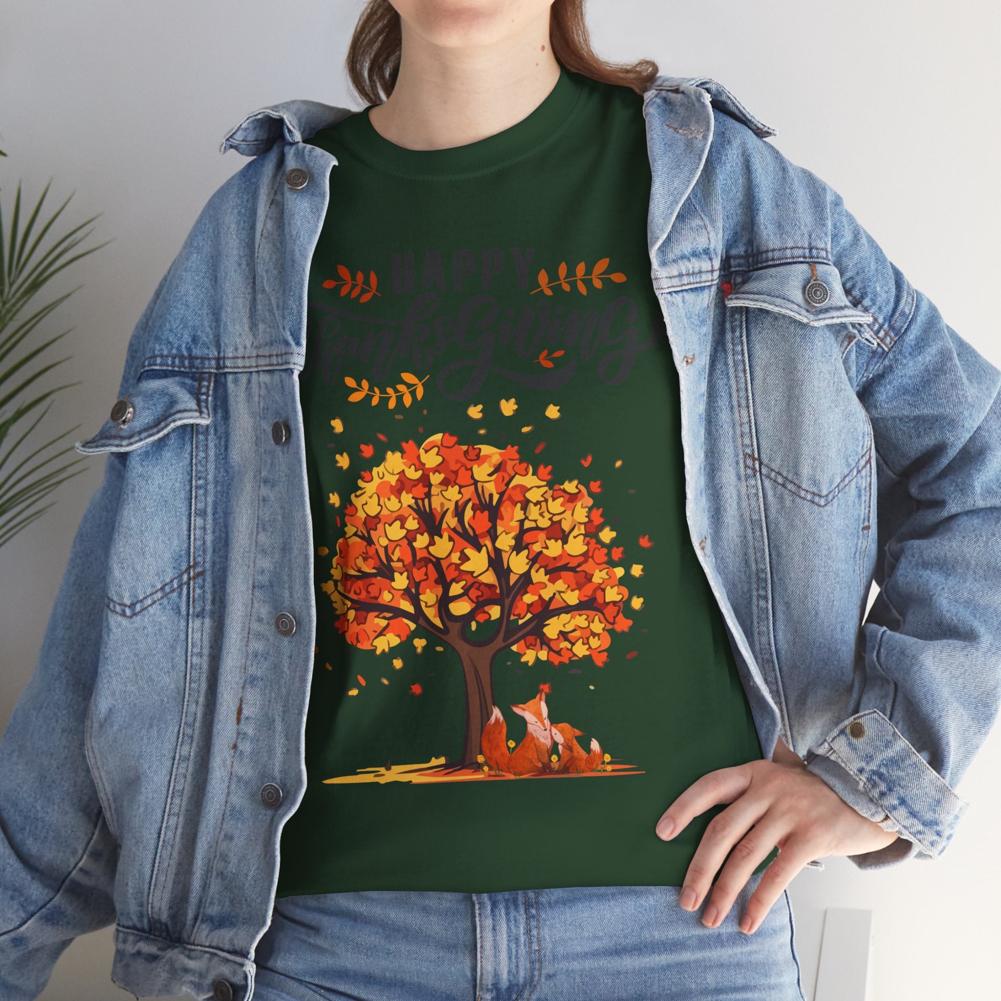 Thanksgiving Tree Tee, Fall T-Shirt, Autumn Apparel, Cozy Gift for Family, Cute Holiday Top