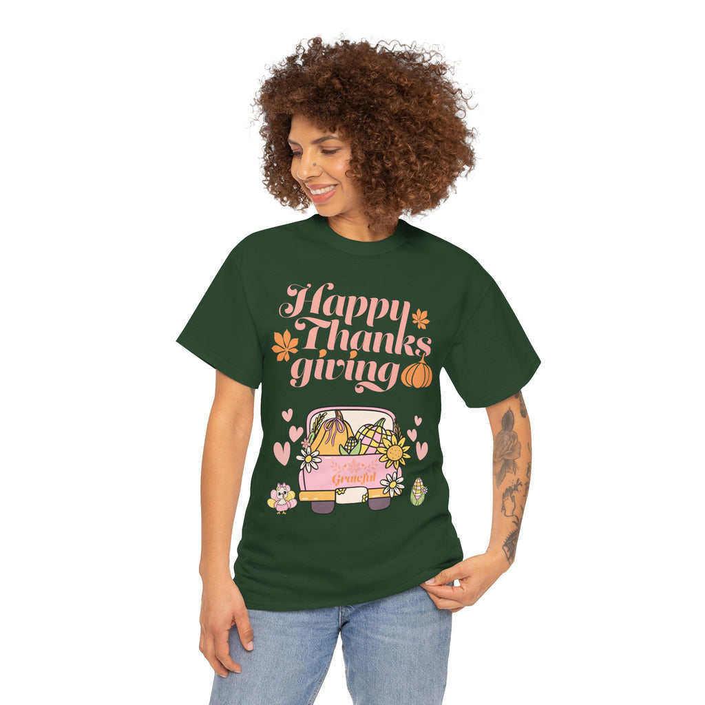 Happy Thanksgiving Unisex Tee | Cozy Autumn Shirt for Family Gatherings, Thanksgiving Celebration, Fall Fashion, Cute Gift Idea
