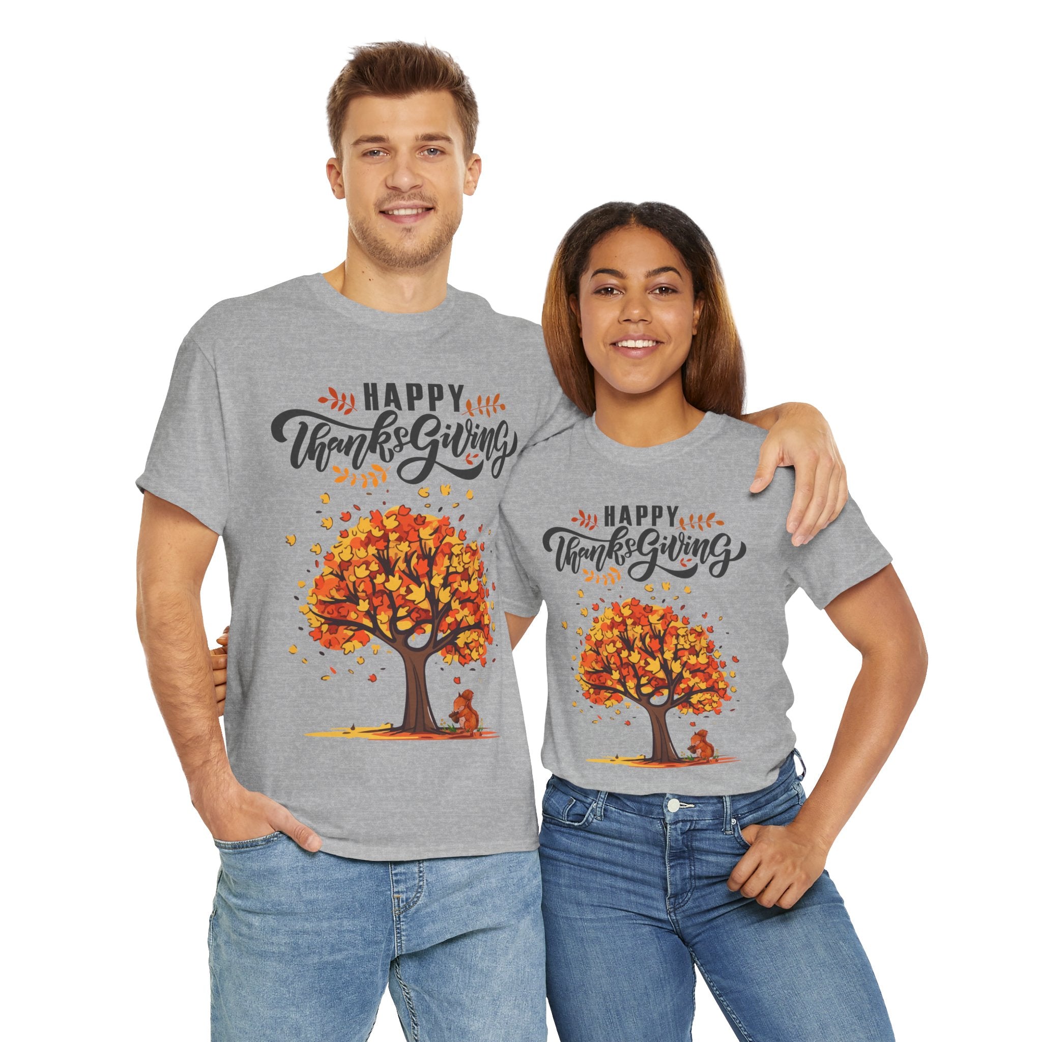 Happy Thanksgiving Tree Unisex Tee, Autumn Shirt, Holiday Apparel, Fall Fashion, Seasonal Gift