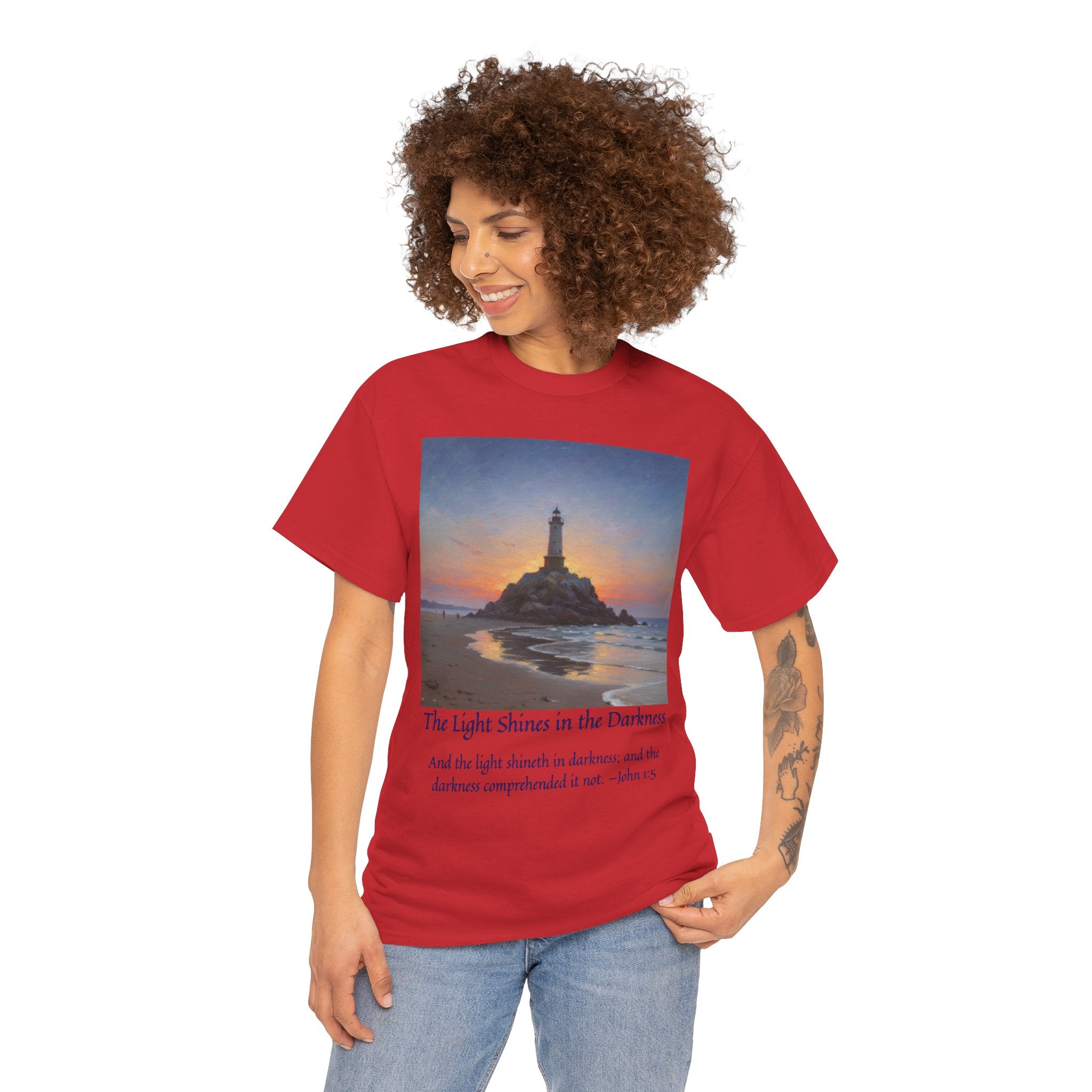 Light in Darkness Unisex Cotton Tee-inspired by Monet, Inspirational Shirt, Bible Verse Tee, Faith-Based Apparel, Perfect Gift for All Occasions