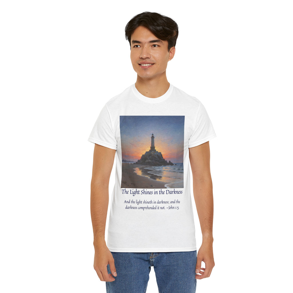 Light in Darkness Unisex Cotton Tee-inspired by Monet, Inspirational Shirt, Bible Verse Tee, Faith-Based Apparel, Perfect Gift for All Occasions