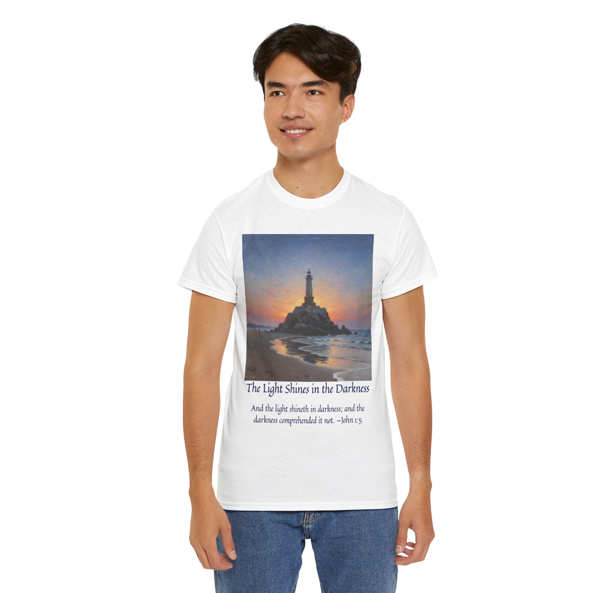 Light in Darkness Unisex Cotton Tee-inspired by Monet, Inspirational Shirt, Bible Verse Tee, Faith-Based Apparel, Perfect Gift for All Occasions