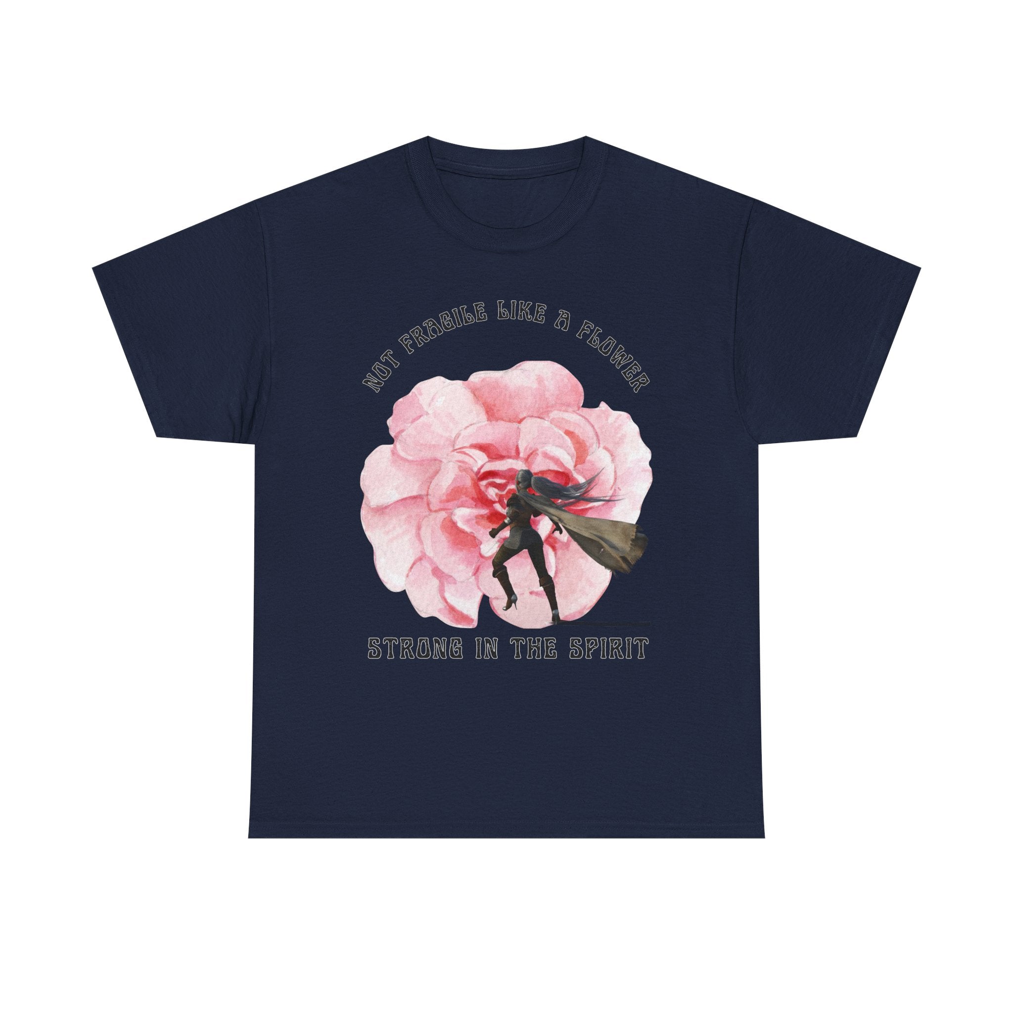 Unisex Heavy Cotton Tee with Empowering Floral Design, Inspirational T-Shirt, Gift for Her, Self-Care Shirt, Women's Day Apparel