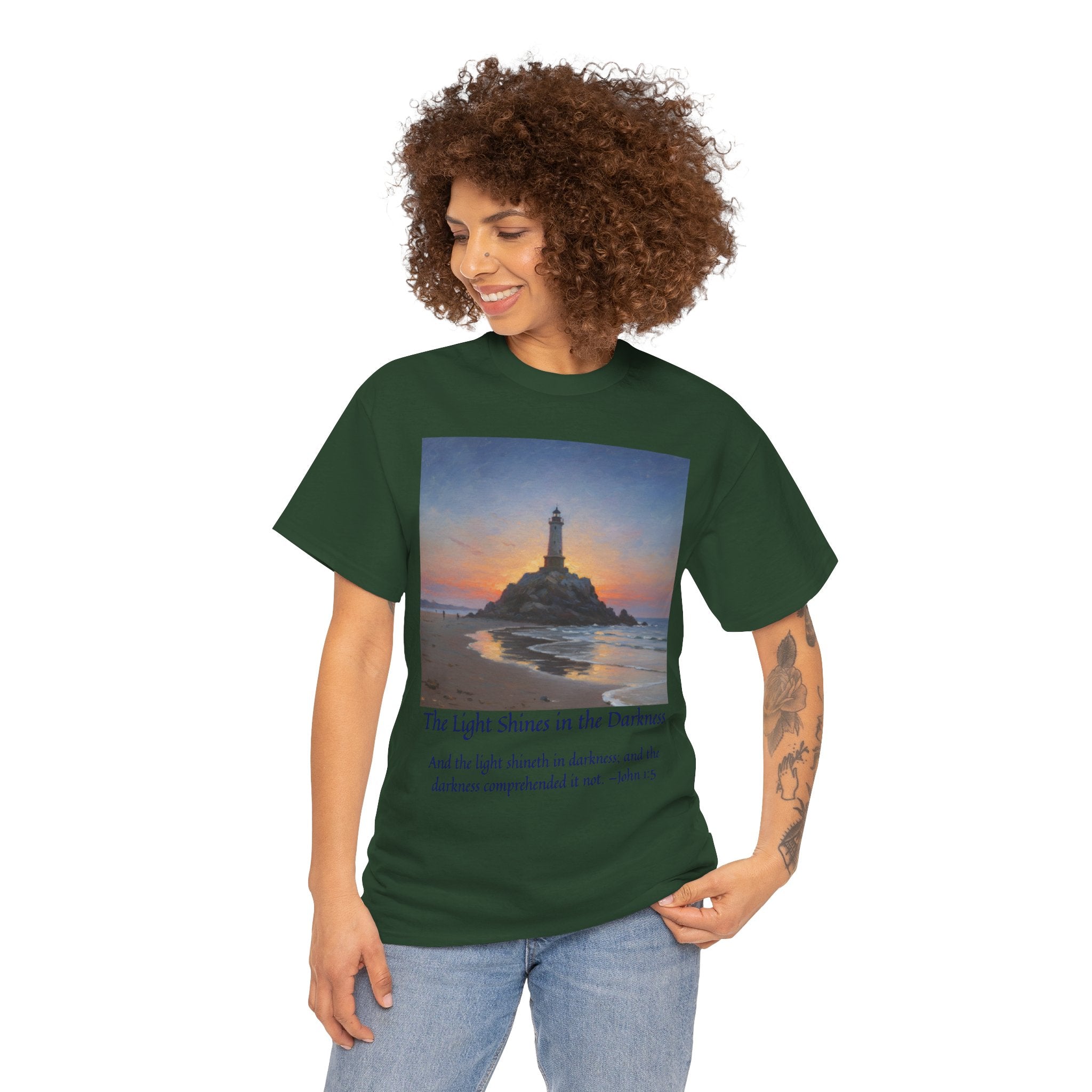 Light in Darkness Unisex Cotton Tee-inspired by Monet, Inspirational Shirt, Bible Verse Tee, Faith-Based Apparel, Perfect Gift for All Occasions
