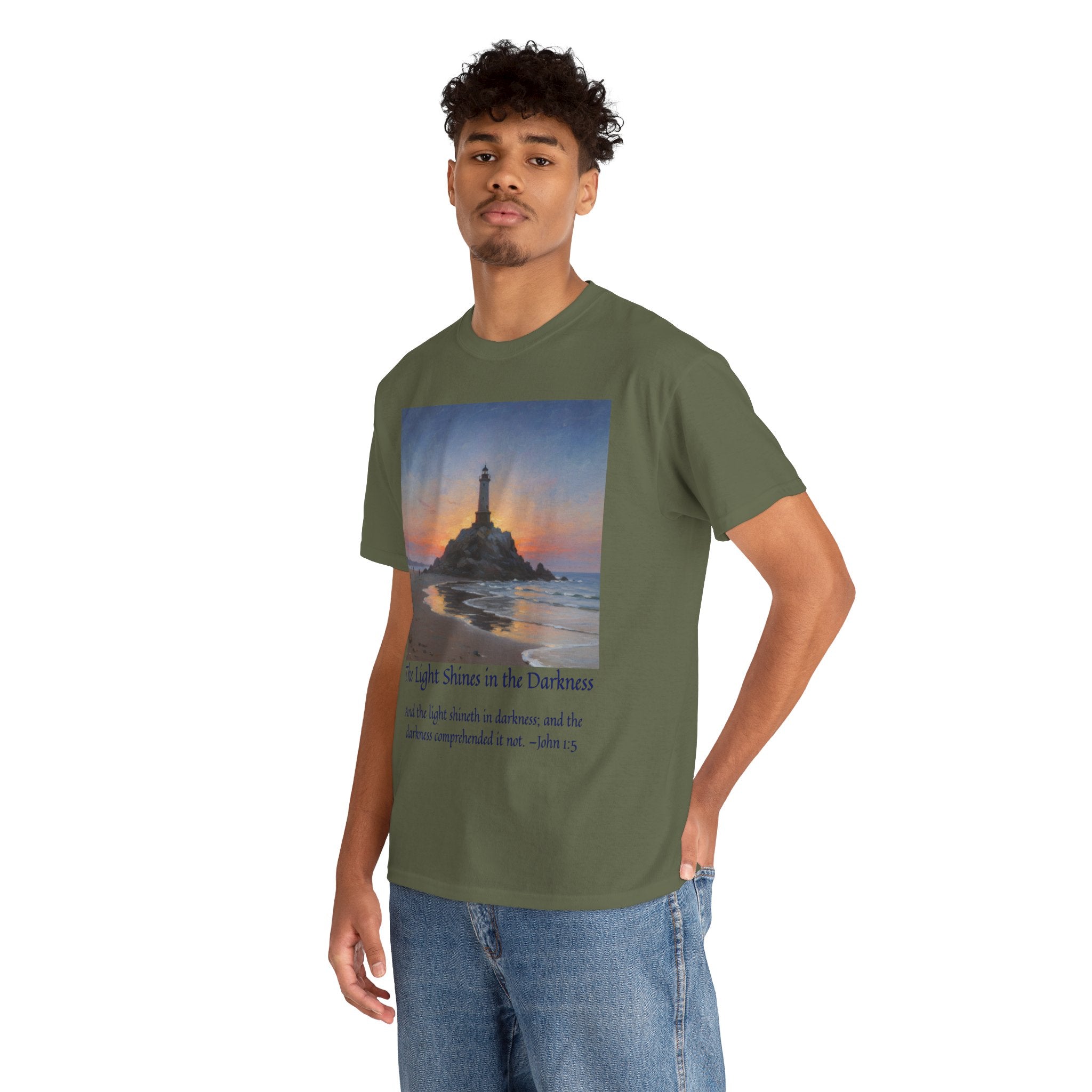 Light in Darkness Unisex Cotton Tee-inspired by Monet, Inspirational Shirt, Bible Verse Tee, Faith-Based Apparel, Perfect Gift for All Occasions