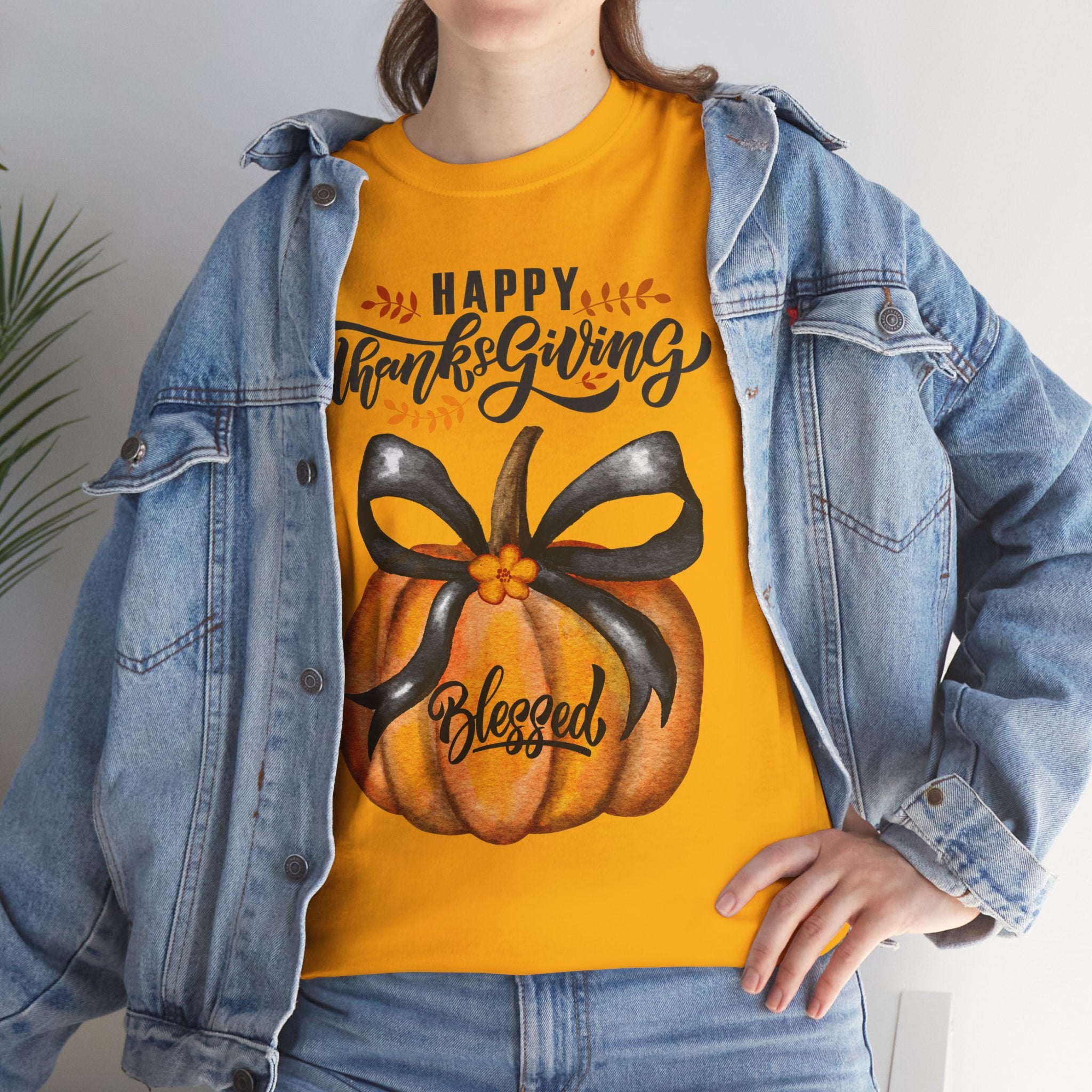 Thanksgiving Pumpkin Tee - Happy Thanksgiving, Blessed Shirt, Fall Apparel, Unisex Cotton Tee, Holiday Gift