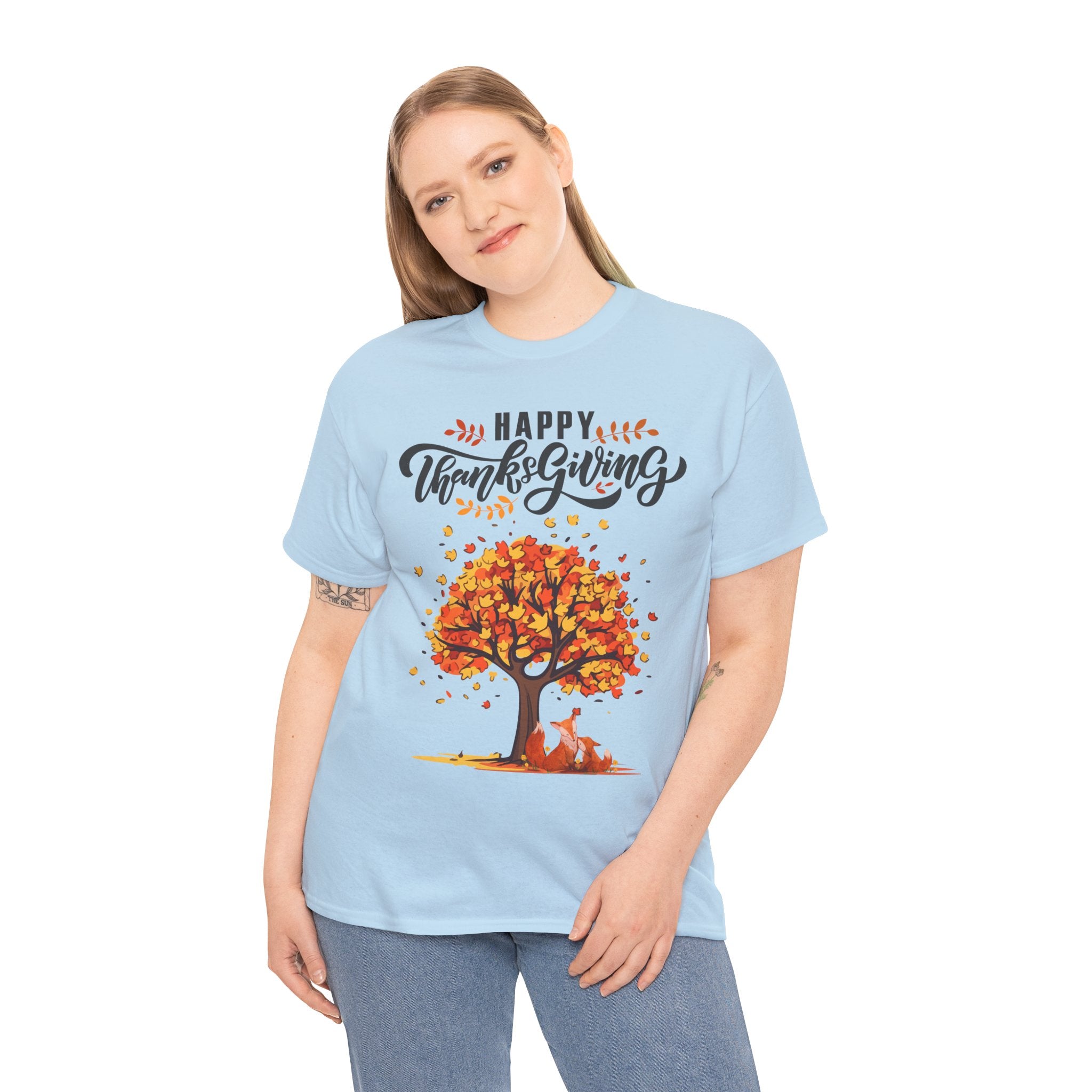 Thanksgiving Tree Tee, Fall T-Shirt, Autumn Apparel, Cozy Gift for Family, Cute Holiday Top