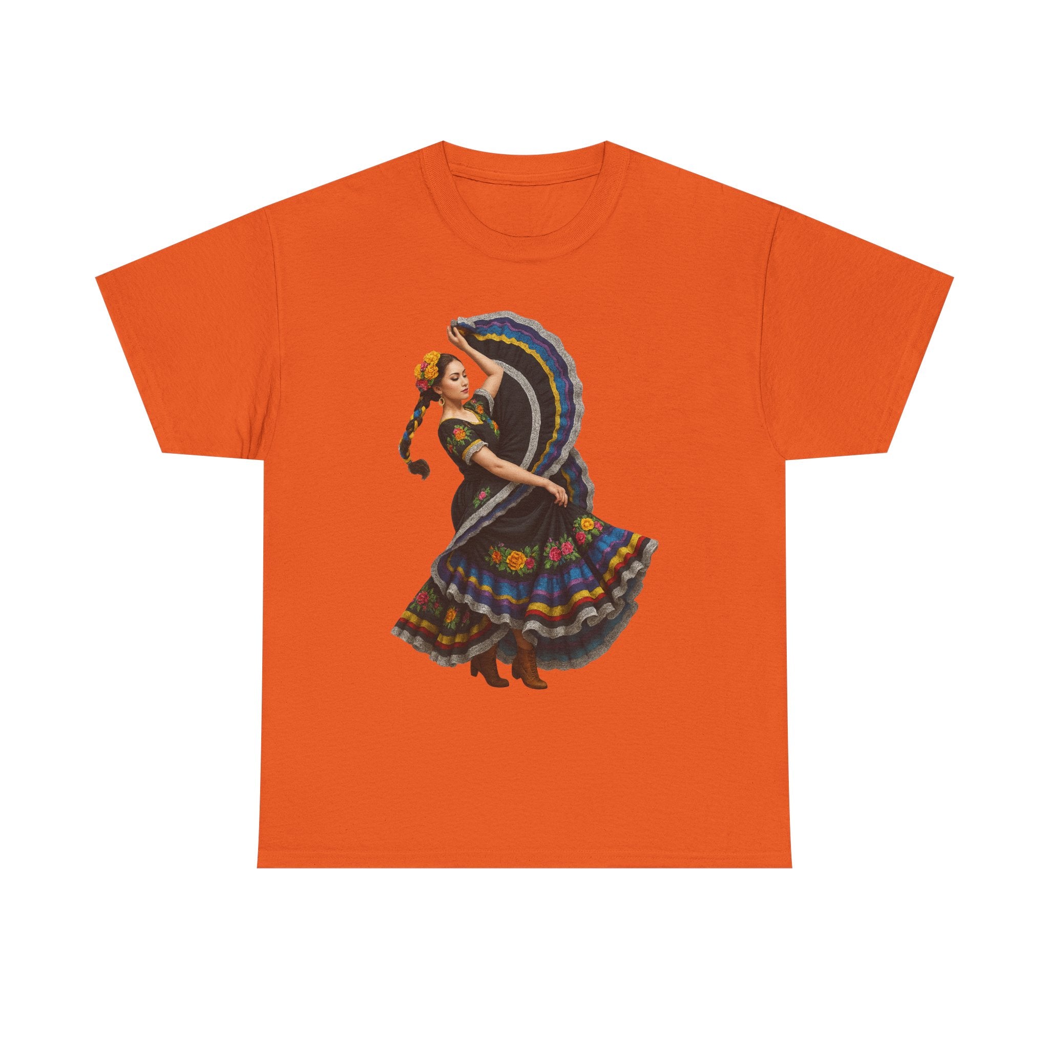 Folklórico Cultural Dance Graphic Tee, Unisex Heavy Cotton T-Shirt, Festival Apparel, Bohemian Style Shirt, Gift for Dancers, Ethnic Art Tee