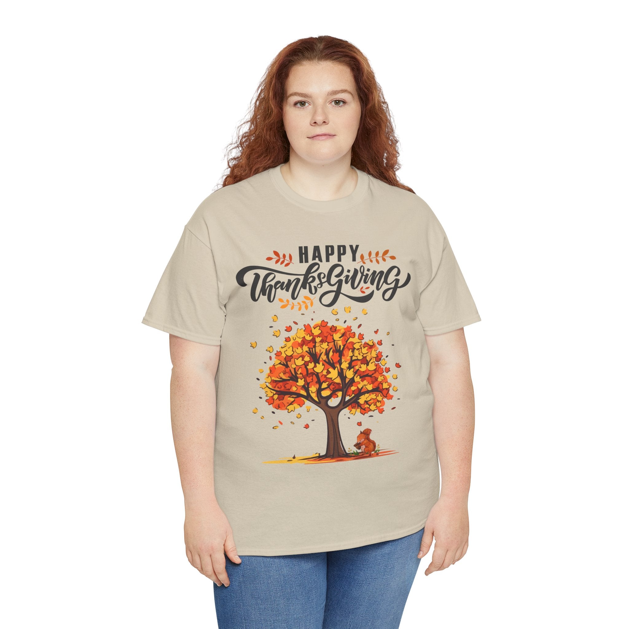 Happy Thanksgiving Tree Unisex Tee, Autumn Shirt, Holiday Apparel, Fall Fashion, Seasonal Gift