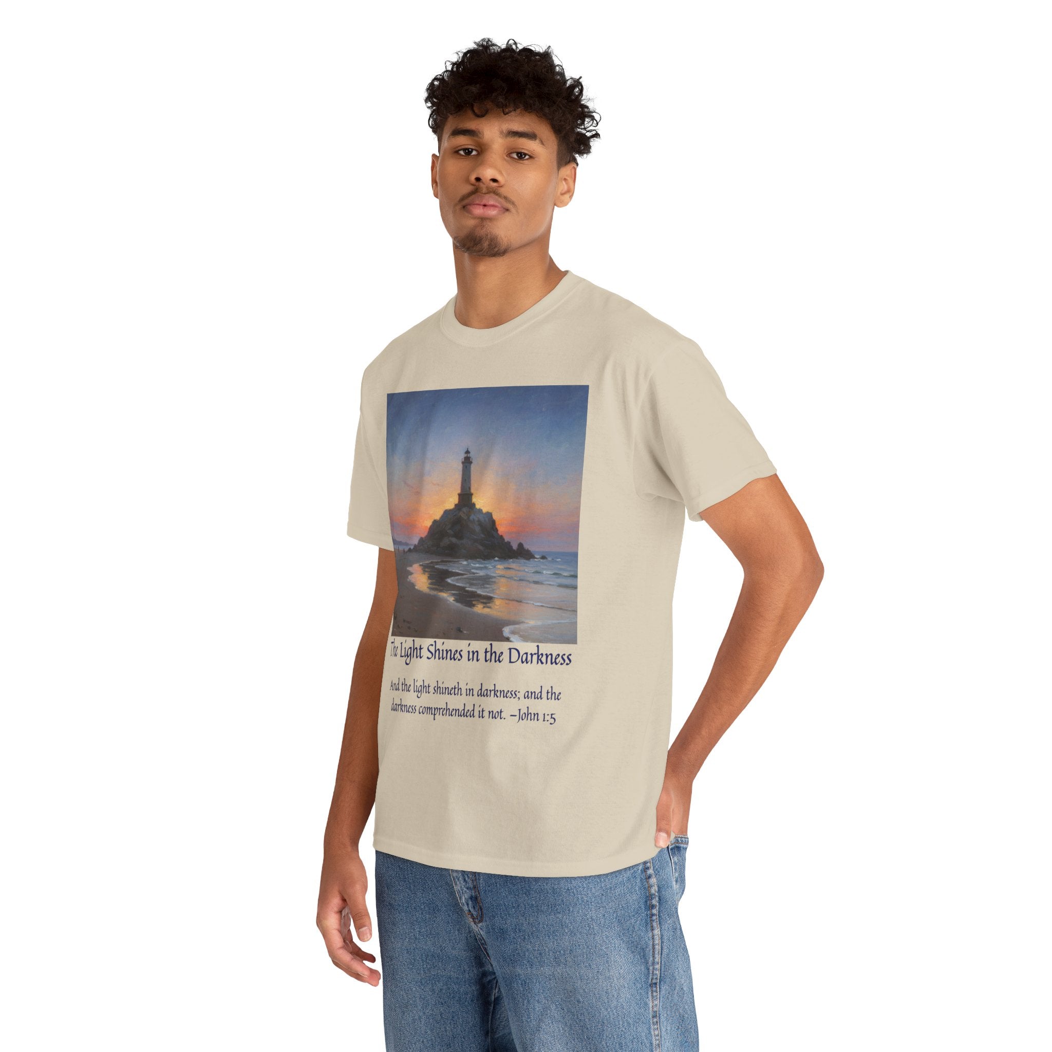 Light in Darkness Unisex Cotton Tee-inspired by Monet, Inspirational Shirt, Bible Verse Tee, Faith-Based Apparel, Perfect Gift for All Occasions