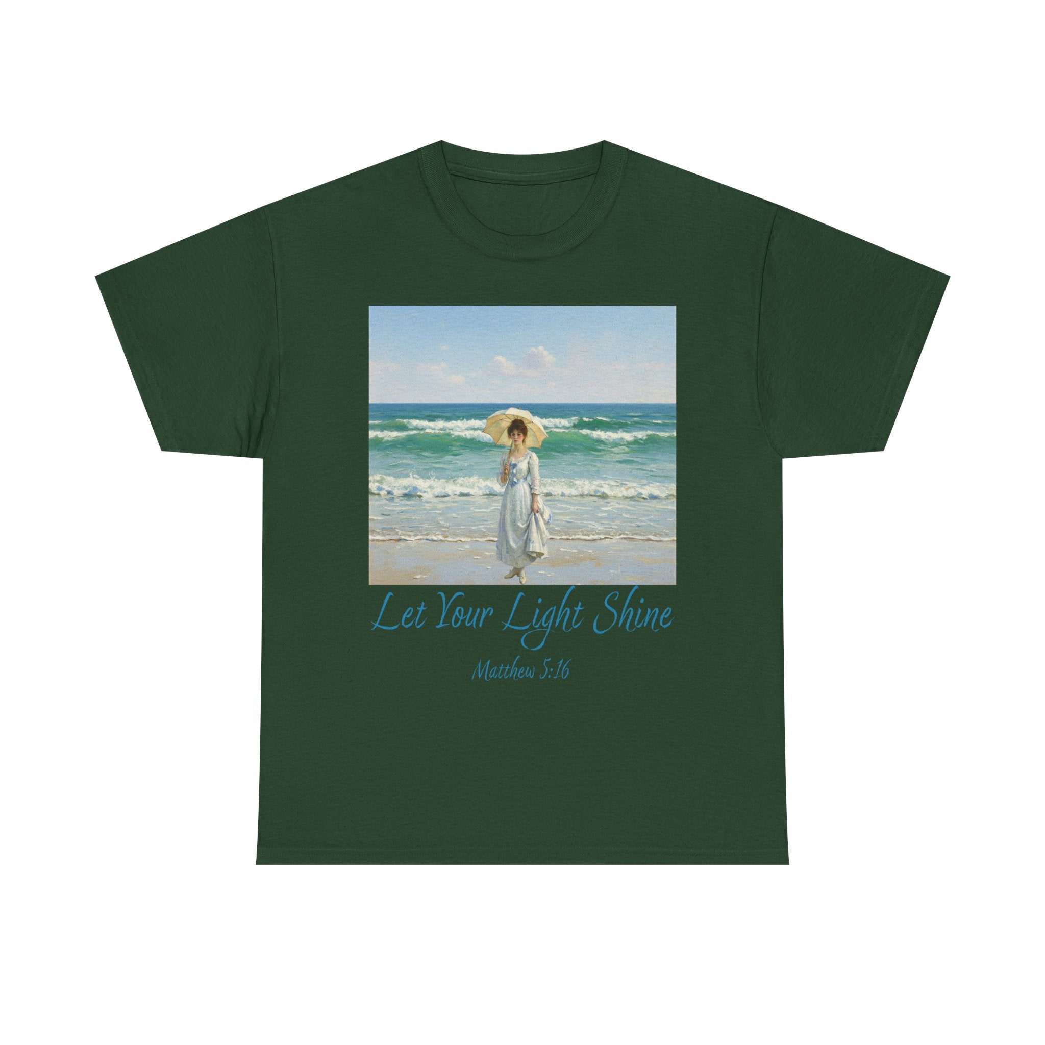 Let Your Light Shine- A Figure with a Parasol-Monet Style- Unisex Cotton Tee, Beach Vibes Shirt, Inspirational Summer Tee, Casual Gift for Her, Perfect for Days at the Shore
