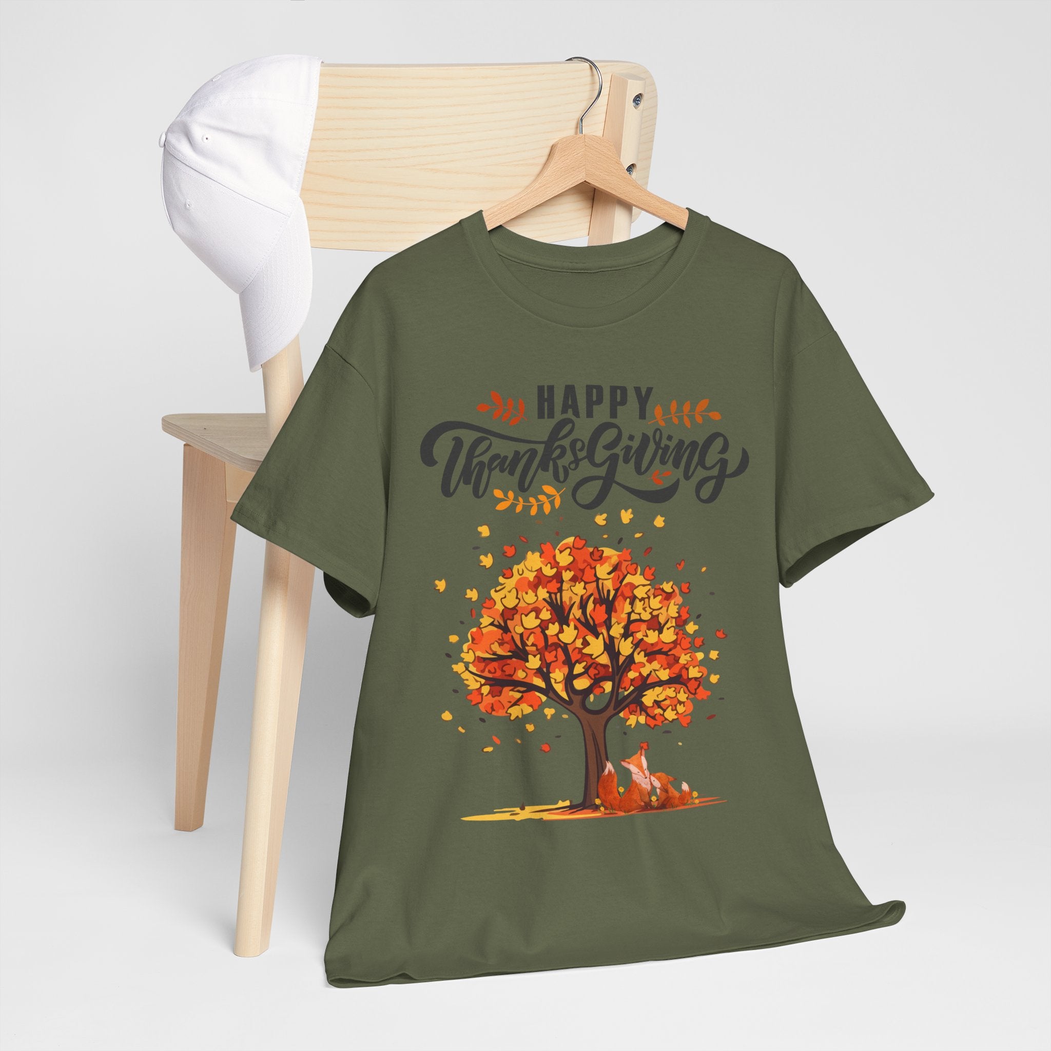 Thanksgiving Tree Tee, Fall T-Shirt, Autumn Apparel, Cozy Gift for Family, Cute Holiday Top
