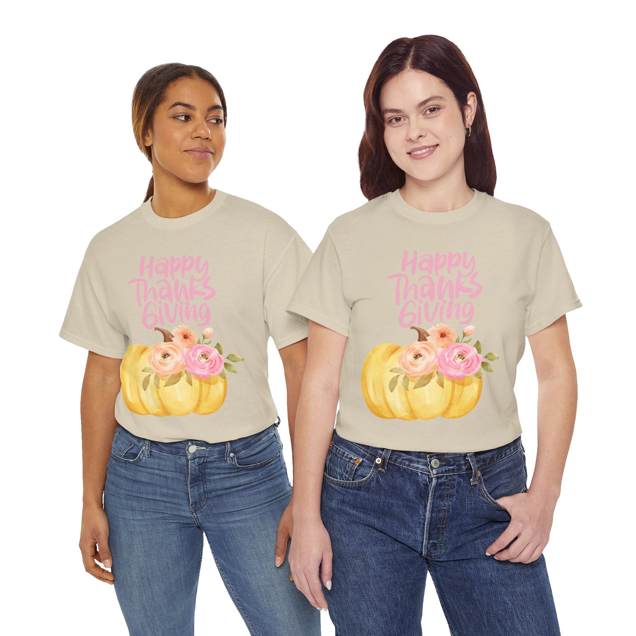 Thanksgiving Floral Tee, Holiday Shirt, Fall Fashion, Gifts for Her, Pumpkin T-Shirt, Autumn Apparel, Friendsgiving Outfit