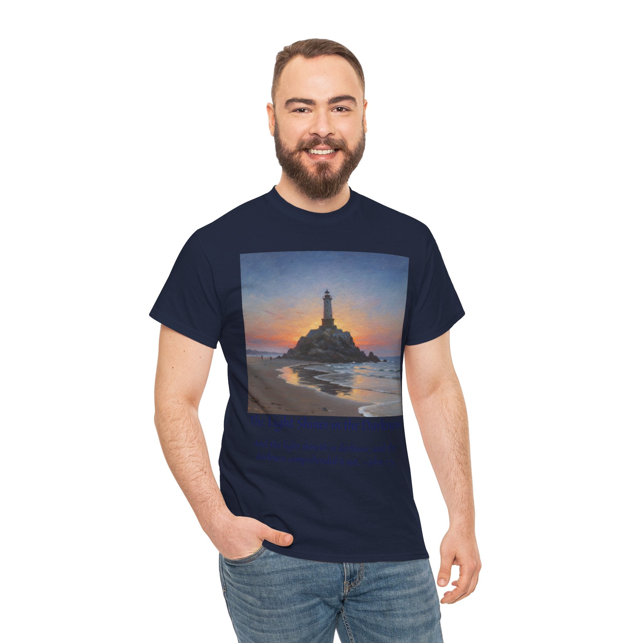 Light in Darkness Unisex Cotton Tee-inspired by Monet, Inspirational Shirt, Bible Verse Tee, Faith-Based Apparel, Perfect Gift for All Occasions