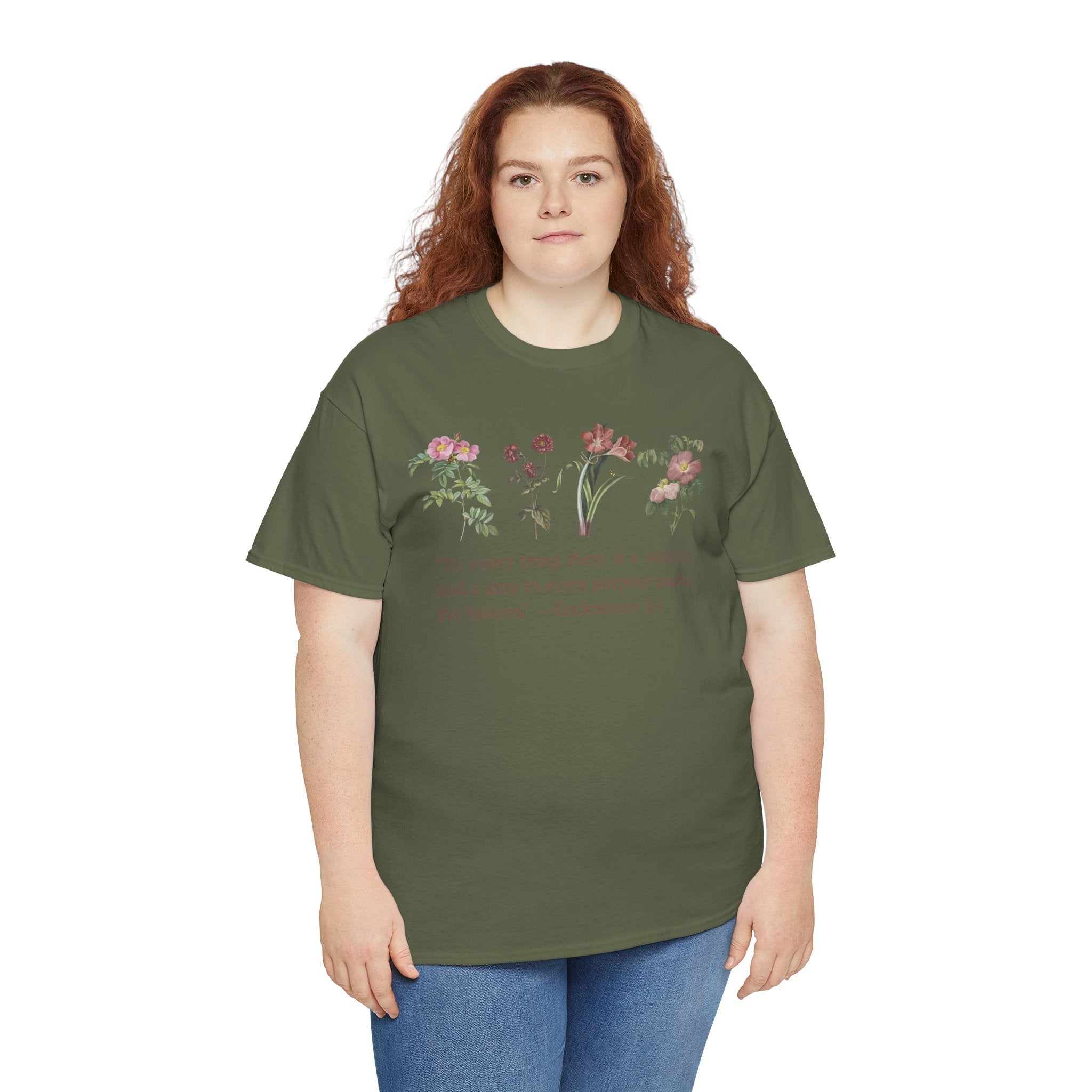 Christian -Biblical Inspirational Floral Quote Tee, Nature Lover Gift, Eco-Friendly Fashion, Casual Everyday Wear