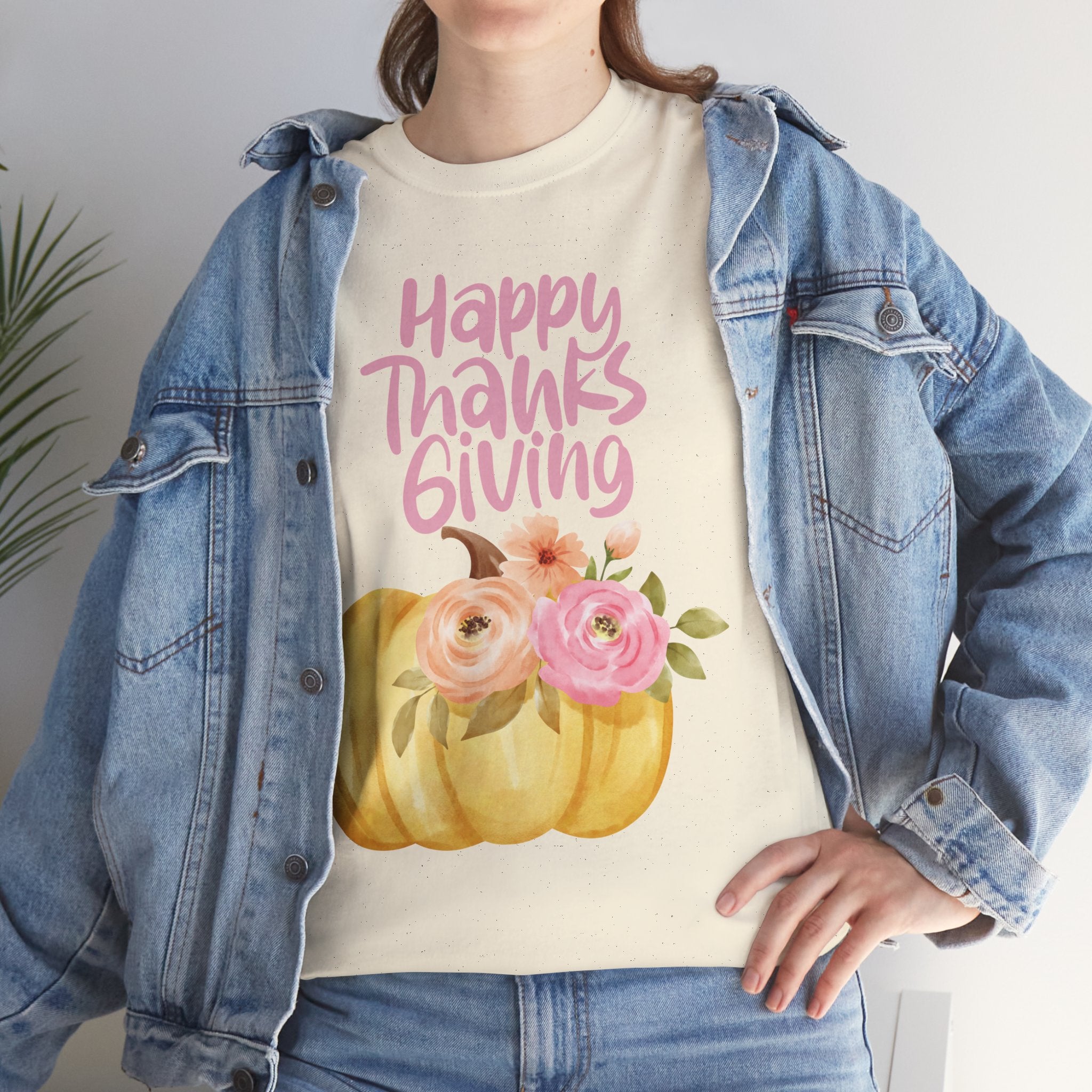 Thanksgiving Floral Tee, Holiday Shirt, Fall Fashion, Gifts for Her, Pumpkin T-Shirt, Autumn Apparel, Friendsgiving Outfit
